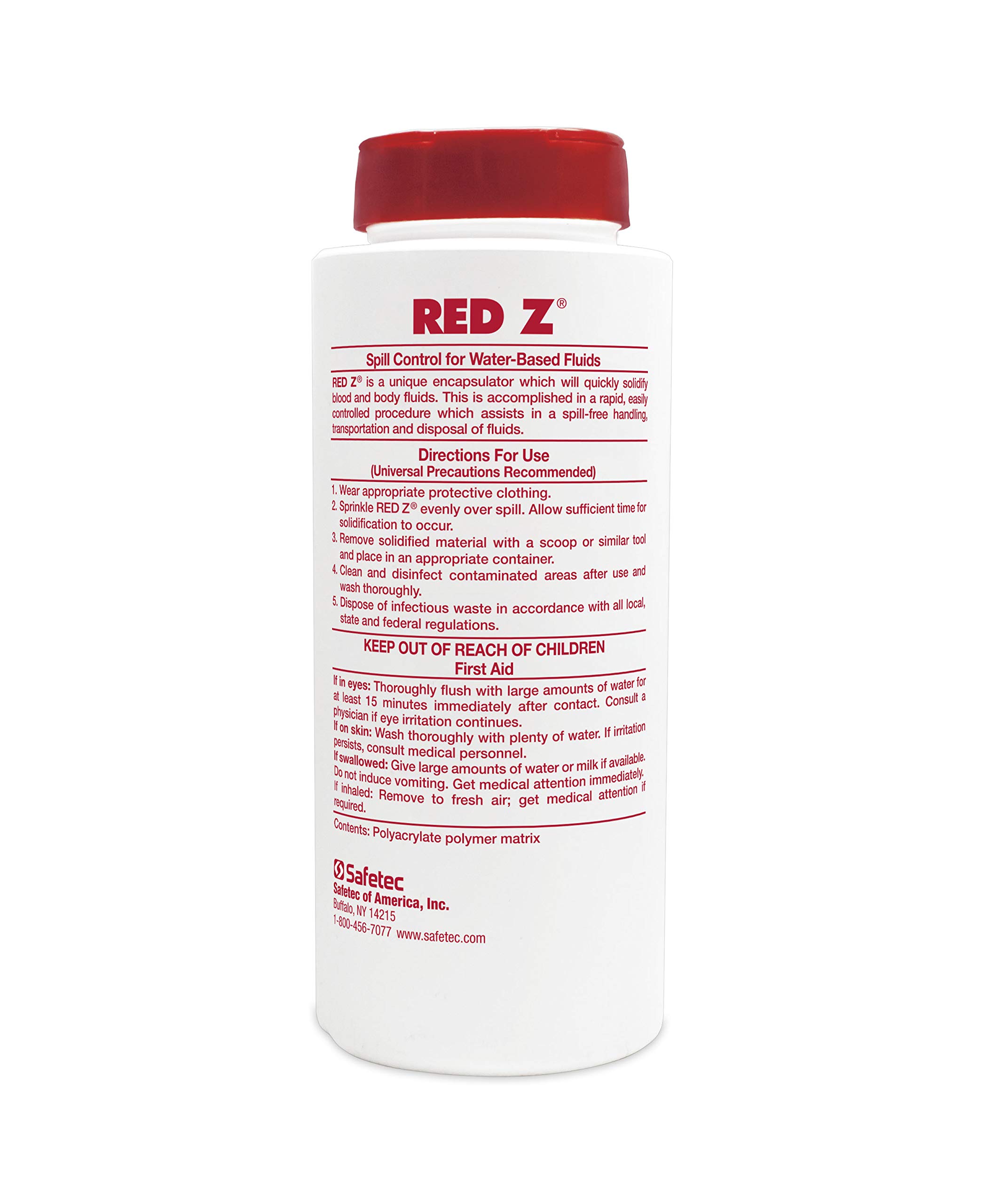 Safetec Red Z Spill Control Solidifier - 15 oz. Bottle (Pack of 4) | Fast-Acting Chemical & Liquid Absorbent for Labs, Garages, Workshops | OSHA Compliant Hazardous Material Cleanup
