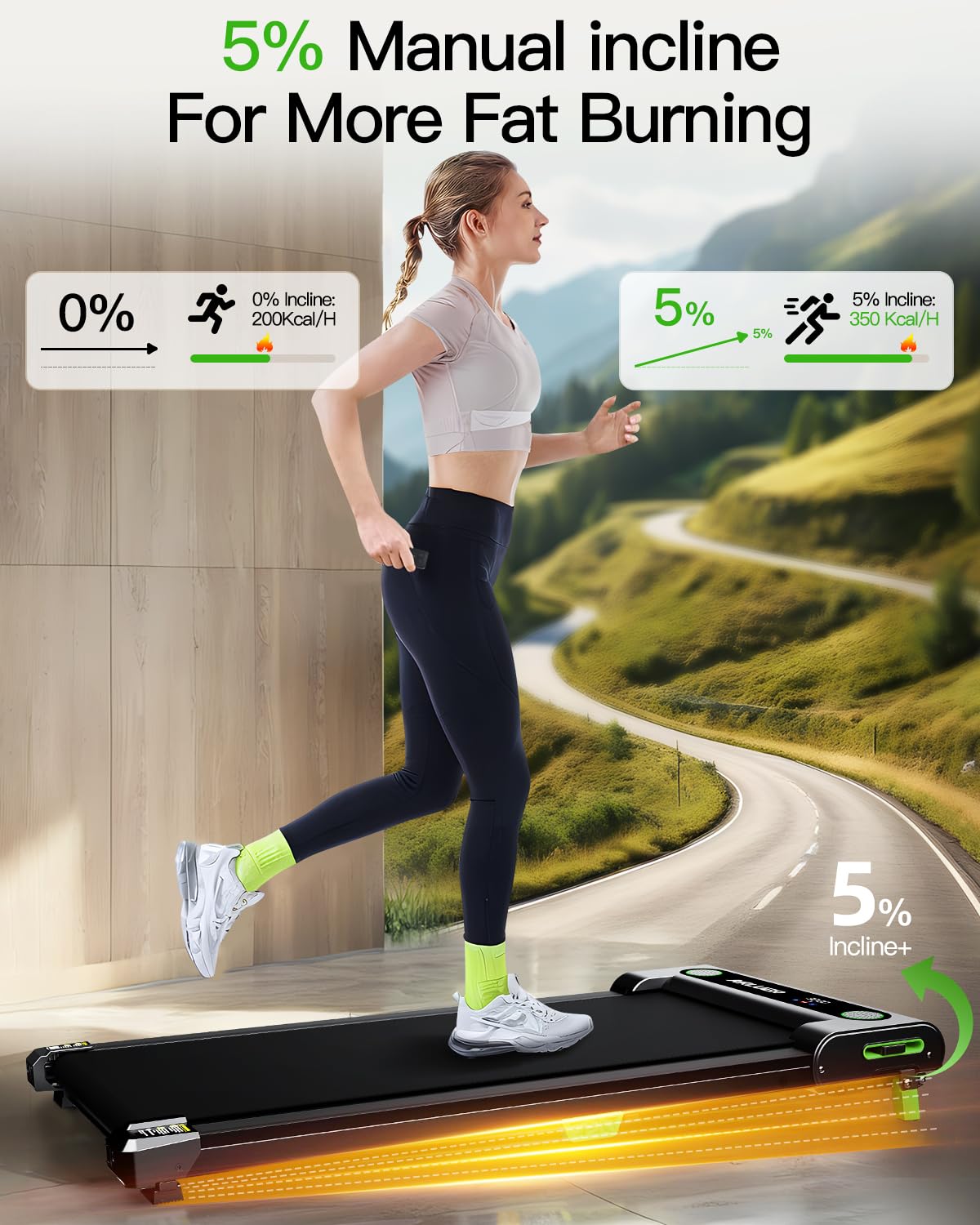 Akluer Incline Walking Pad Treadmill for Home - 2.5HP Under Desk Treadmill with Remote Control & LED Display - Compact Space-Saving Design for Home Office, Apartment Workouts & Indoor Fitness