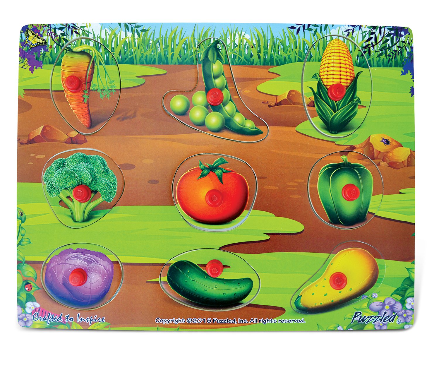 Wooden Vegetable Peg Puzzle - Educational Shape Matching Toy for Kids, Fun Brain Teaser Game with Produce Food Theme | Perfect for Preschool Learning, Montessori Activities & Toddler Fine Motor Skills Development