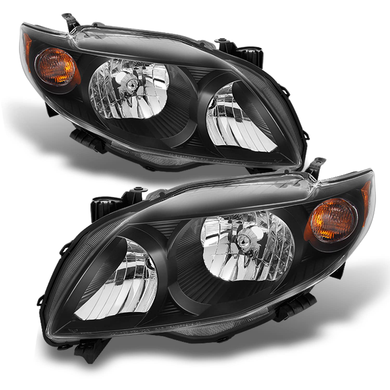 AKKON Black Headlights Replacement Pair Set for Toyota Corolla S & XRS - Driver & Passenger Side - Upgrade for Night Driving & Enhanced Style
