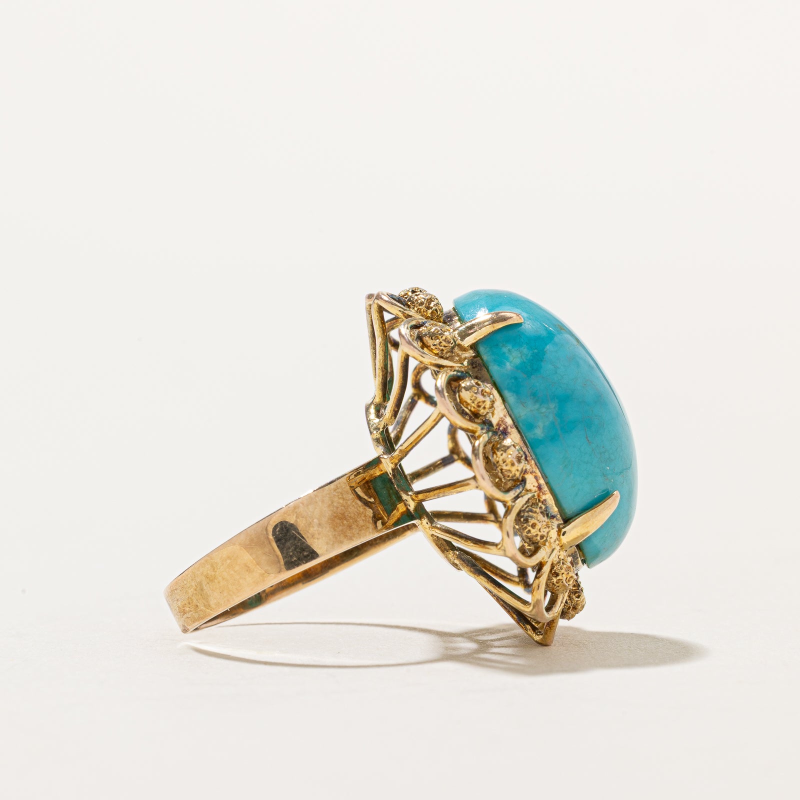 11.50ct Genuine Treated Turquoise Cocktail Ring - Size 5 | Elegant Statement Jewelry for Women | Perfect for Parties, Weddings & Special Occasions