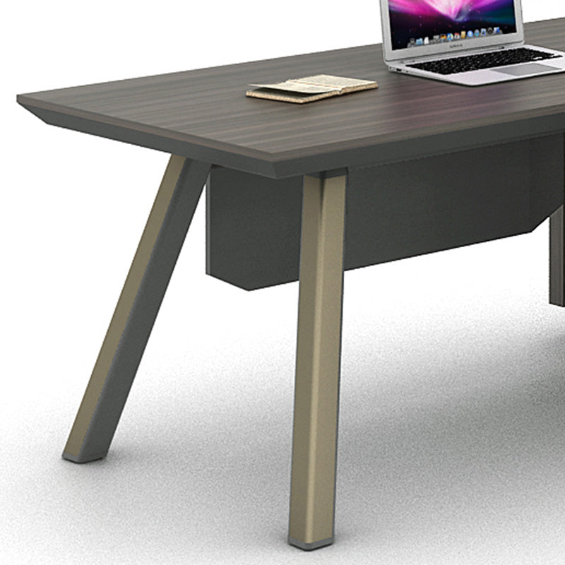 KAISON Executive Desk with Reversible Return 2M - Brown Grey Office Desk for Home & Business - Modern L-Shaped Workstation with Spacious Surface