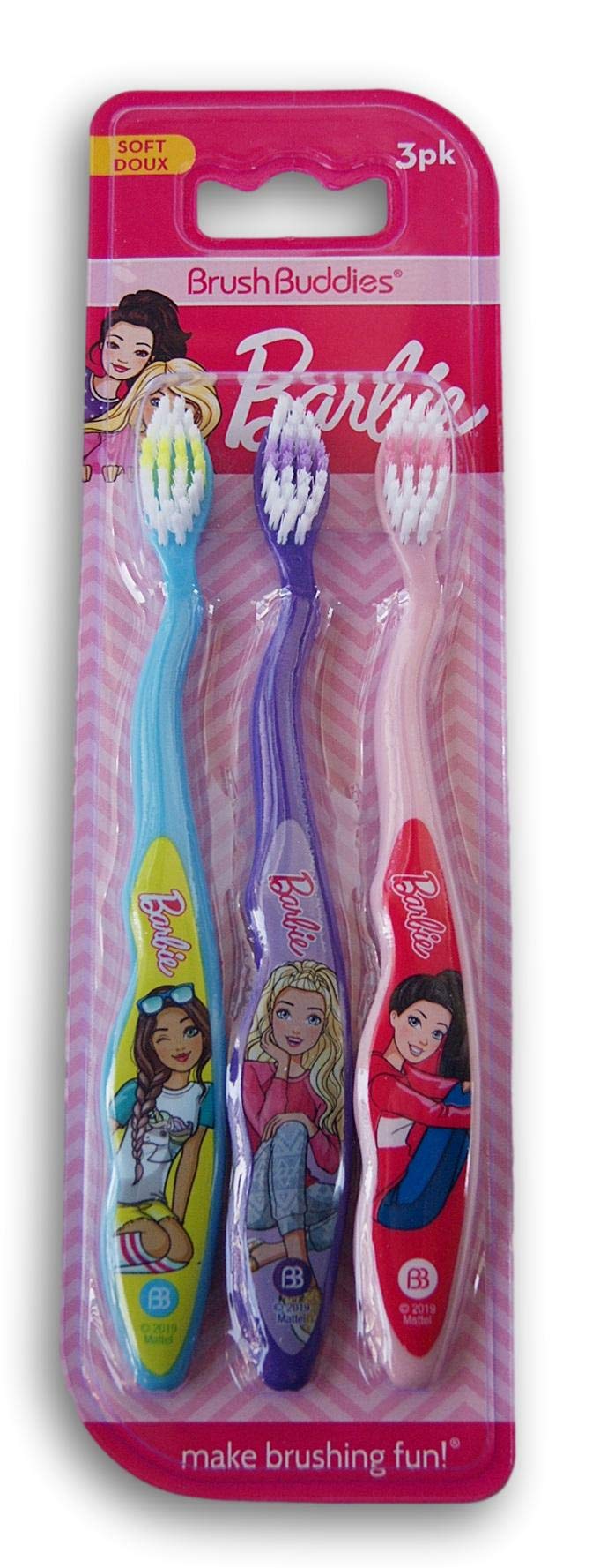 Brush Buddies 3 Pack Barbie Toothbrushes for Kids - Soft Bristle Children's Toothbrushes for Gentle Cleaning | Perfect for Daily Oral Care & Travel