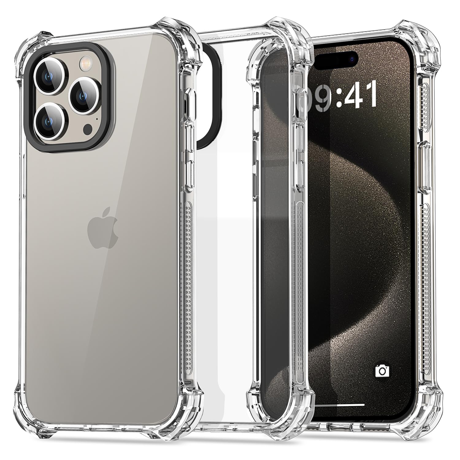 AICase Clear Shockproof iPhone 15 Pro Case | Military-Grade Drop Protection (21.3 FT) | Anti-Yellowing & Scratch-Resistant Cover | Perfect for Outdoor Activities, Sports & Daily Protection