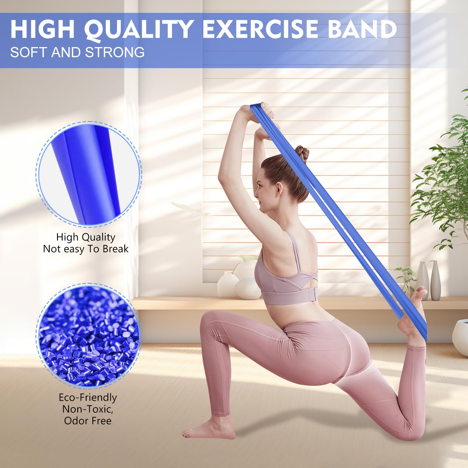 Fokky Resistance Bands Set of 4 - 1.5M/1.8M Exercise Bands with 4 Resistance Levels for Strength Training, Pilates, Yoga & Crossfit - Includes Carry Bag for Gym & Home Workouts