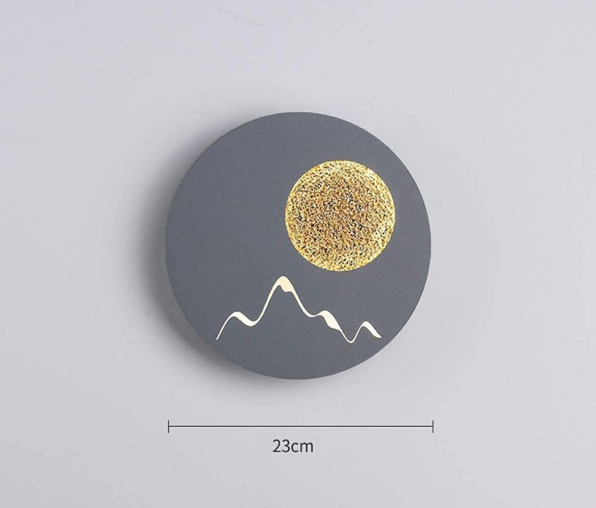 14W LED Moon Desk Lamp - Gray Round Acrylic & Aluminum Bedside Night Light for Bedroom, Living Room, Office | Dimmable Wall Lamp for Reading, Studying & Relaxing