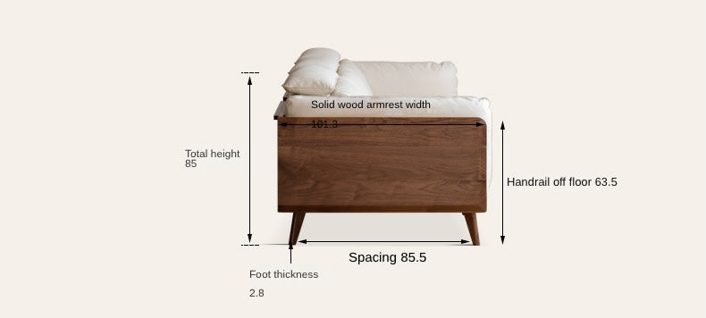 Premium Black Walnut & Ash Solid Wood Genuine Leather Down Sofa - Luxury Handcrafted Couch for Living Room, Lounge & Office Comfort