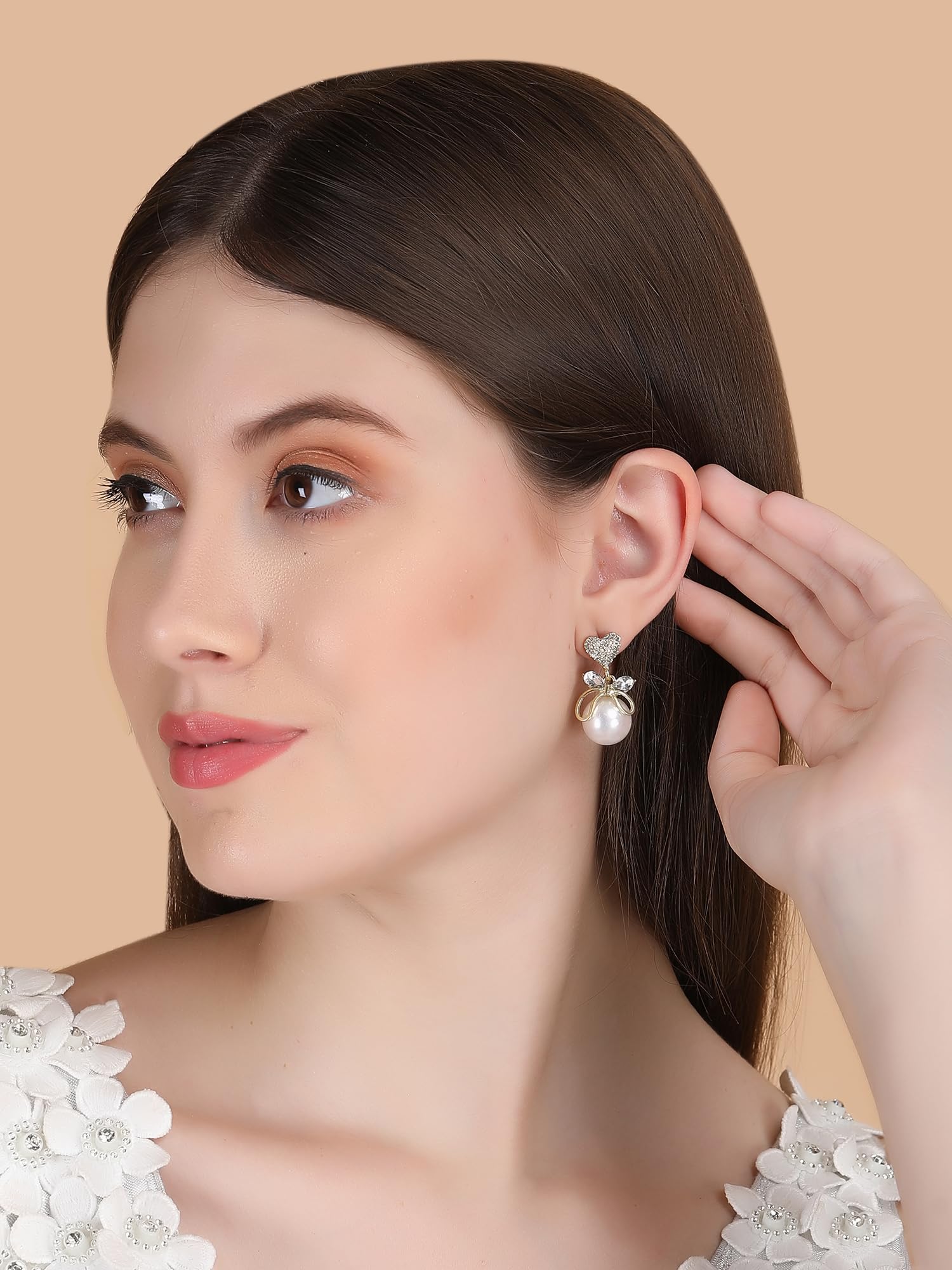 Stylish Butterfly Ear Cuffs with Pearl Chain Drop - Gold Plated Fashion Earrings for Women & Girls | Perfect Gift for Sister, Valentine's Day & Special Occasions | Elegant Jewelry for Parties, Dates & Everyday Wear