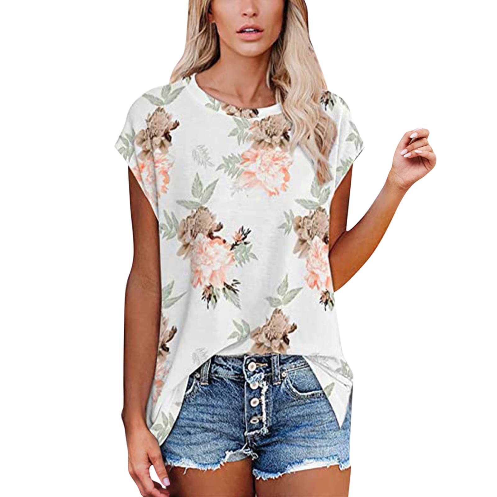 Sexy V-Neck Roll Sleeve Side Split Tunic Tops for Women - Casual Flowy Blouse for Date Night & Summer Outfits