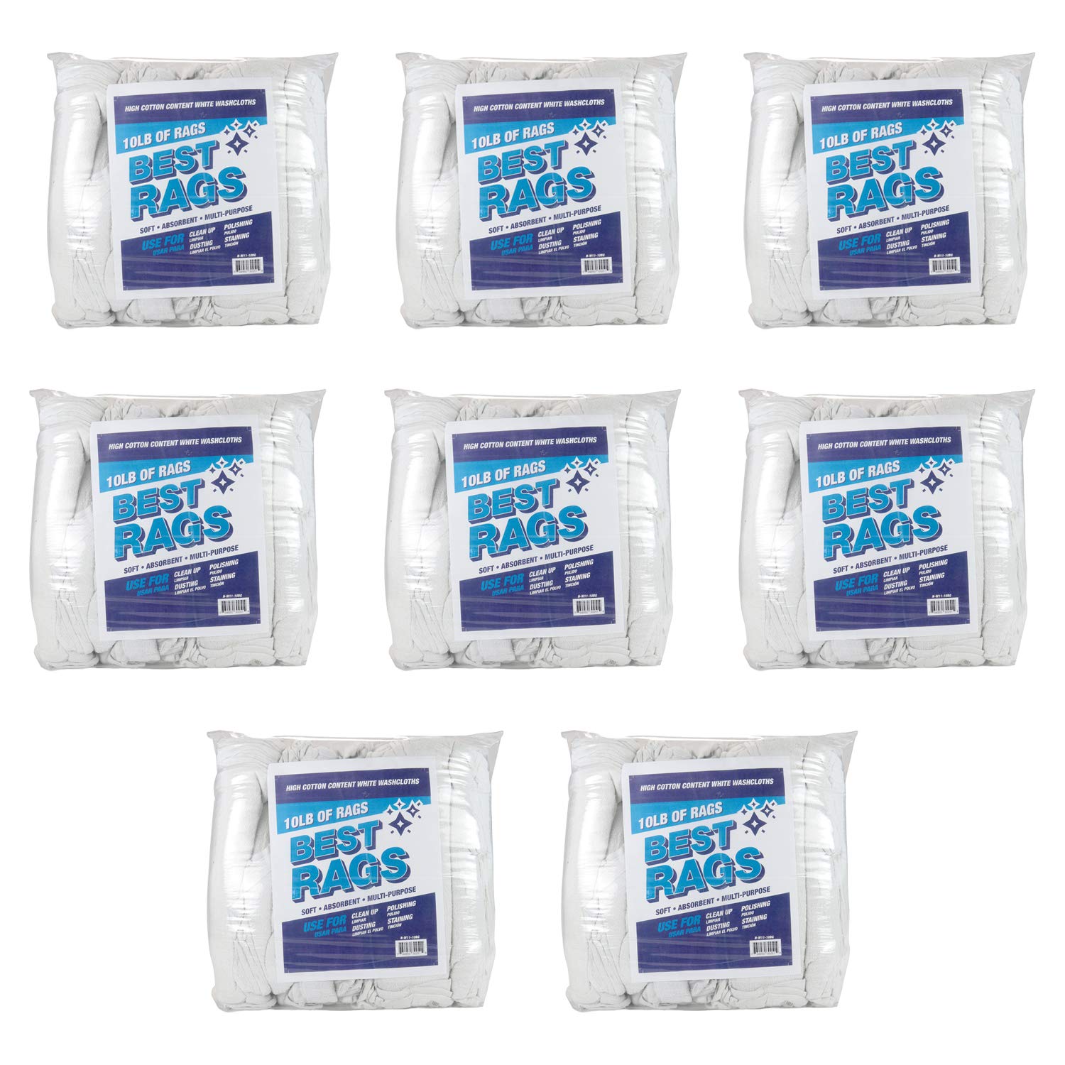 Arkwright Terry Washcloth W11 Bulk White Cleaning Rags (40 Lbs. Box) - Multipurpose Shop, Garage & Restaurant Towels for Home, Bar & Commercial Use - Heavy Duty Absorbent Washcloths for Kitchen, Auto Detailing & Industrial Cleaning