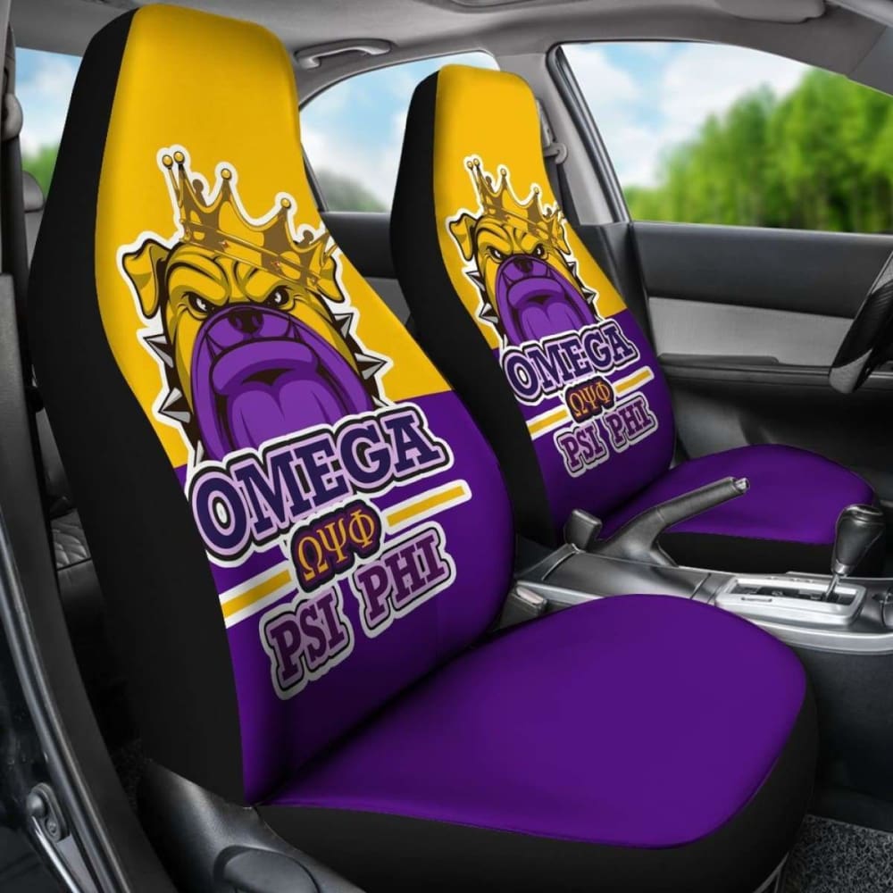 African Omega Psi Phi Fraternity Bulldog Style Car Seat Covers 105905 - Premium Custom Fit for Cars, Trucks & SUVs - Perfect for Fraternity Events, Road Trips & Greek Life Enthusiasts