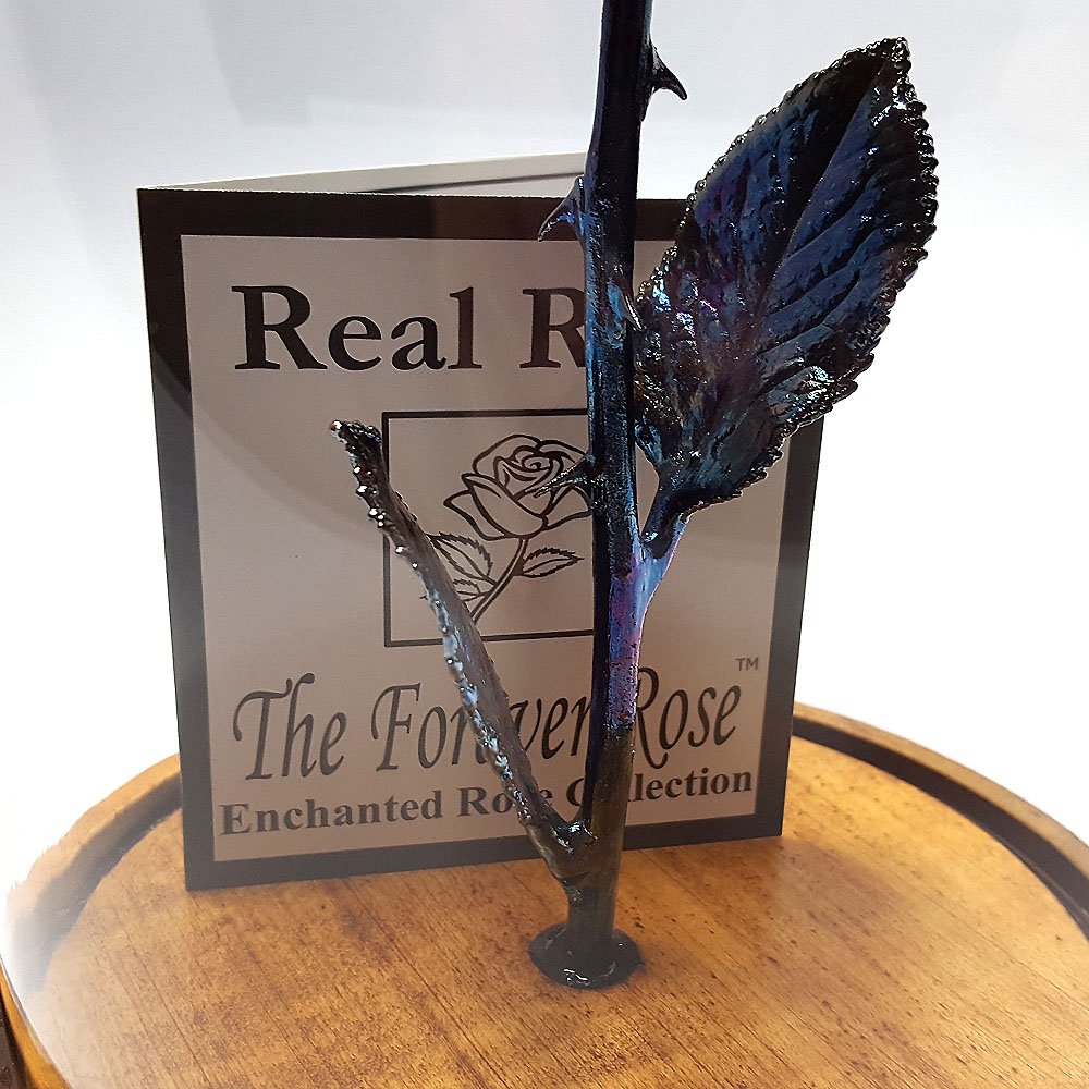 Forever Rose Enchanted Purple Preserved Rose in Glass Dome - Hand-Dipped Lacquer Rose with Copper Stem | Beauty and The Beast Inspired Flower | Romantic Gift for Women, Men, Anniversaries & Valentine's Day | Home Decor, Wedding Centerpiece & Luxury Gift Idea