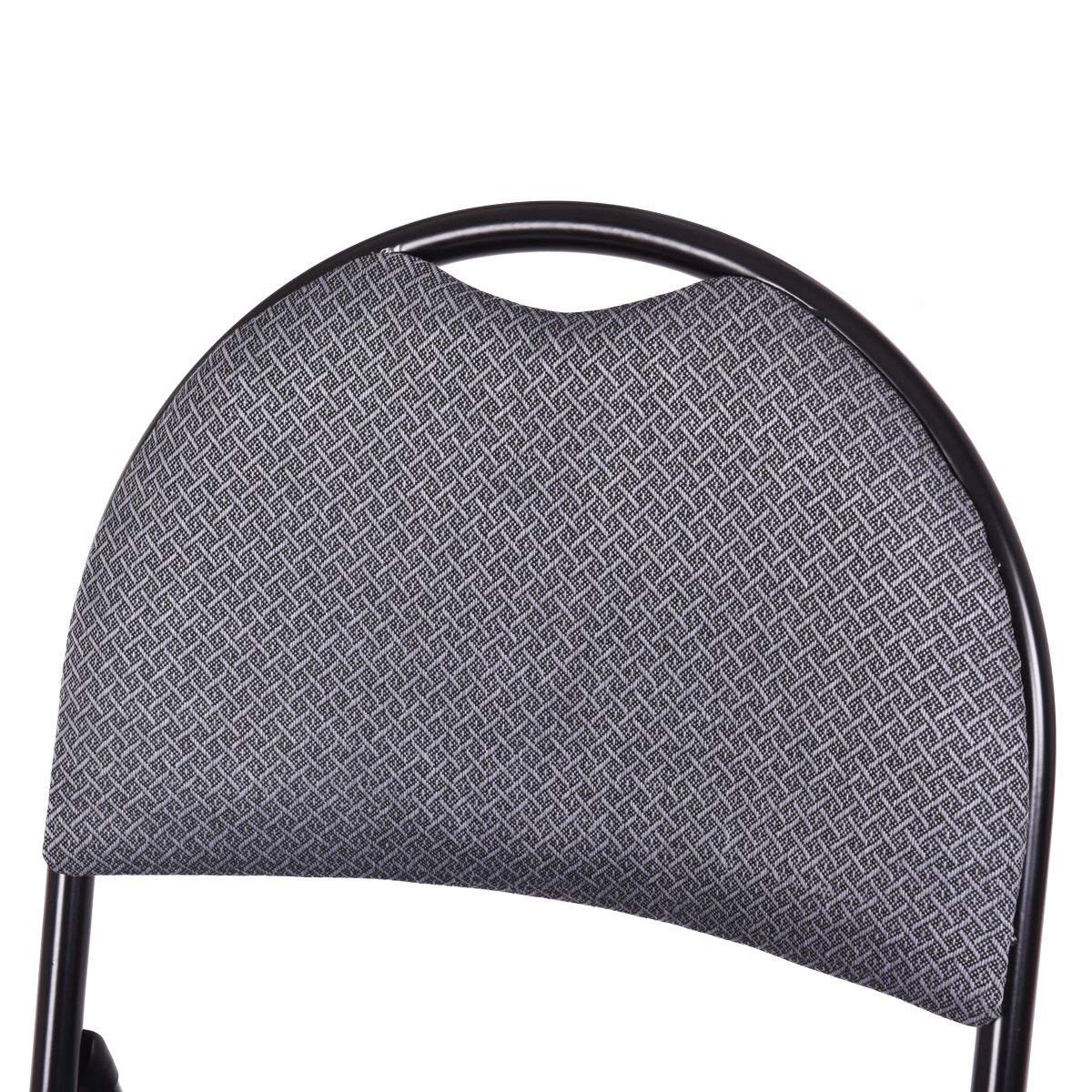 Casart 6-Pack Folding Chairs Set - Double Hinged Fabric Dining Chairs with Padded Seat & Back, Sturdy Metal Frame & Built-in Handle - Perfect for Home, Office, Parties & Events (Gray) - Space-Saving & Comfortable Seating Solution