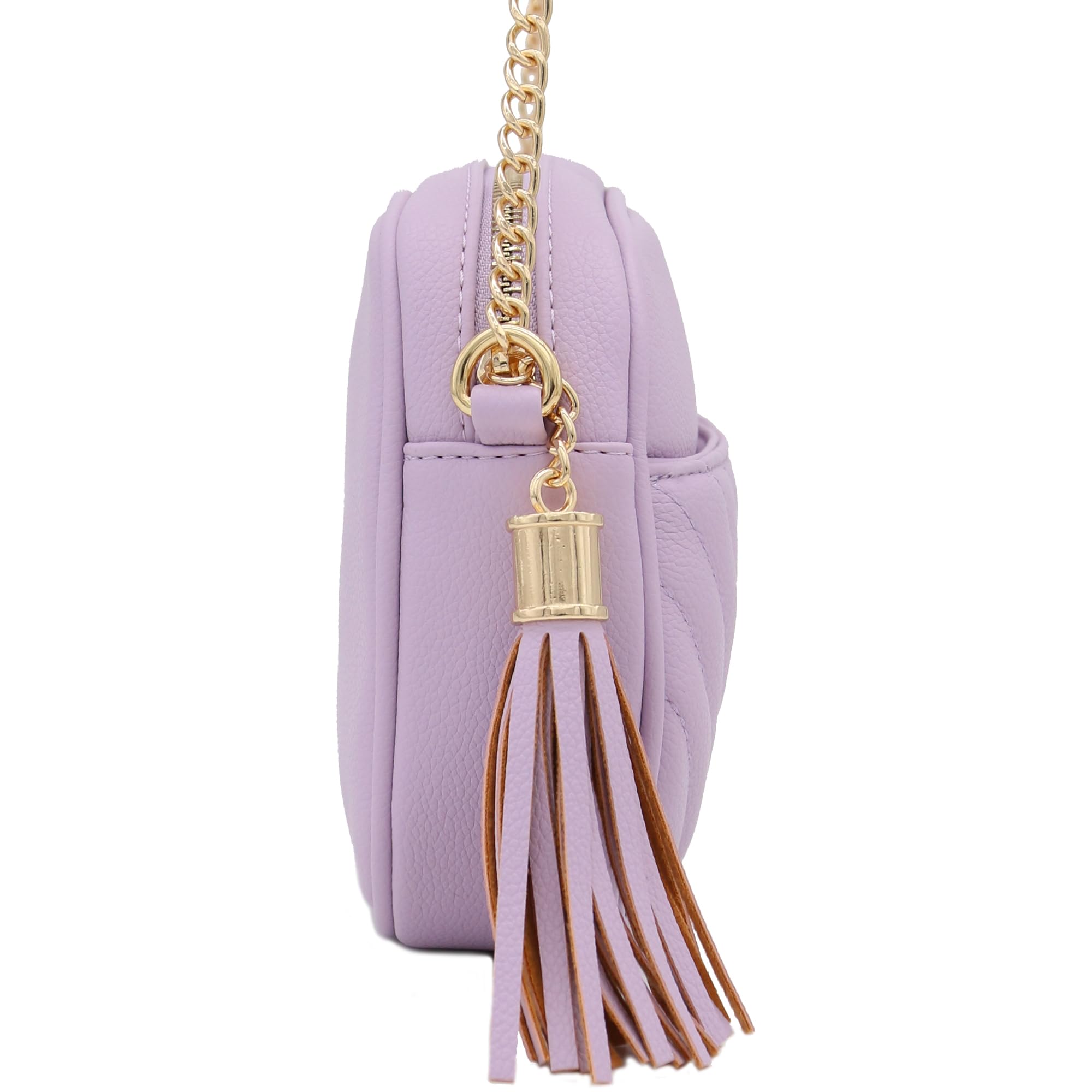 Stylish Chevron Quilted Crossbody Camera Bag with Adjustable Chain Strap & Tassel - Perfect for Travel, Photography & Everyday Use