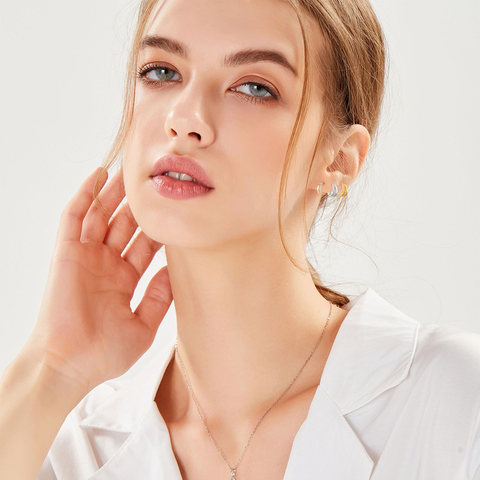Hypoallergenic Small Huggie Double Hoop Earrings for Women - Dainty Silver Trendy Jewelry Gift for Everyday Wear & Special Occasions