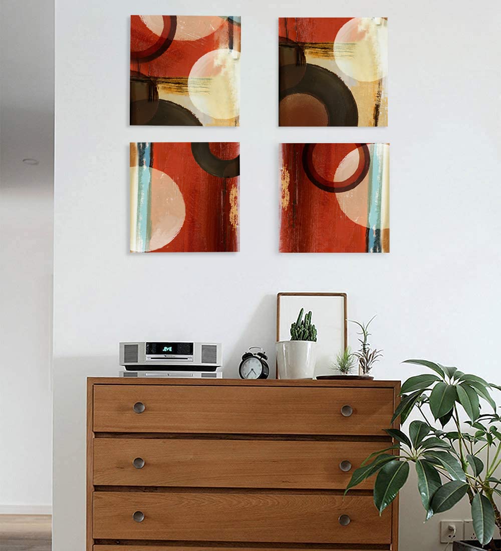 HELOR VICOR Abstract Black Red Rustic Wall Art - Burgundy Gray Brown Canvas Painting - 12 Inch Modern Home Decor for Living Room, Bedroom & Bathroom - Perfect for Farmhouse, Bohemian & Contemporary Interior Design