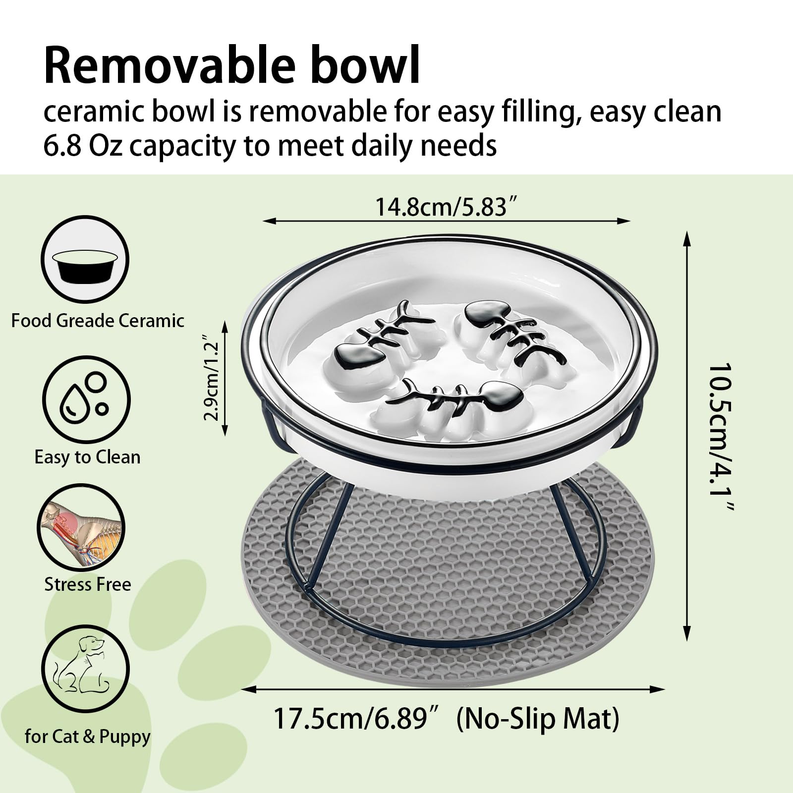 2PCS Raised Cat Bowl - Elevated Puzzle Feeder for Slow Eating, Anti-Vomit & Obesity Prevention - Perfect for Kittens & Adult Cats - Ideal for Mealtime, Digestion & Portion Control