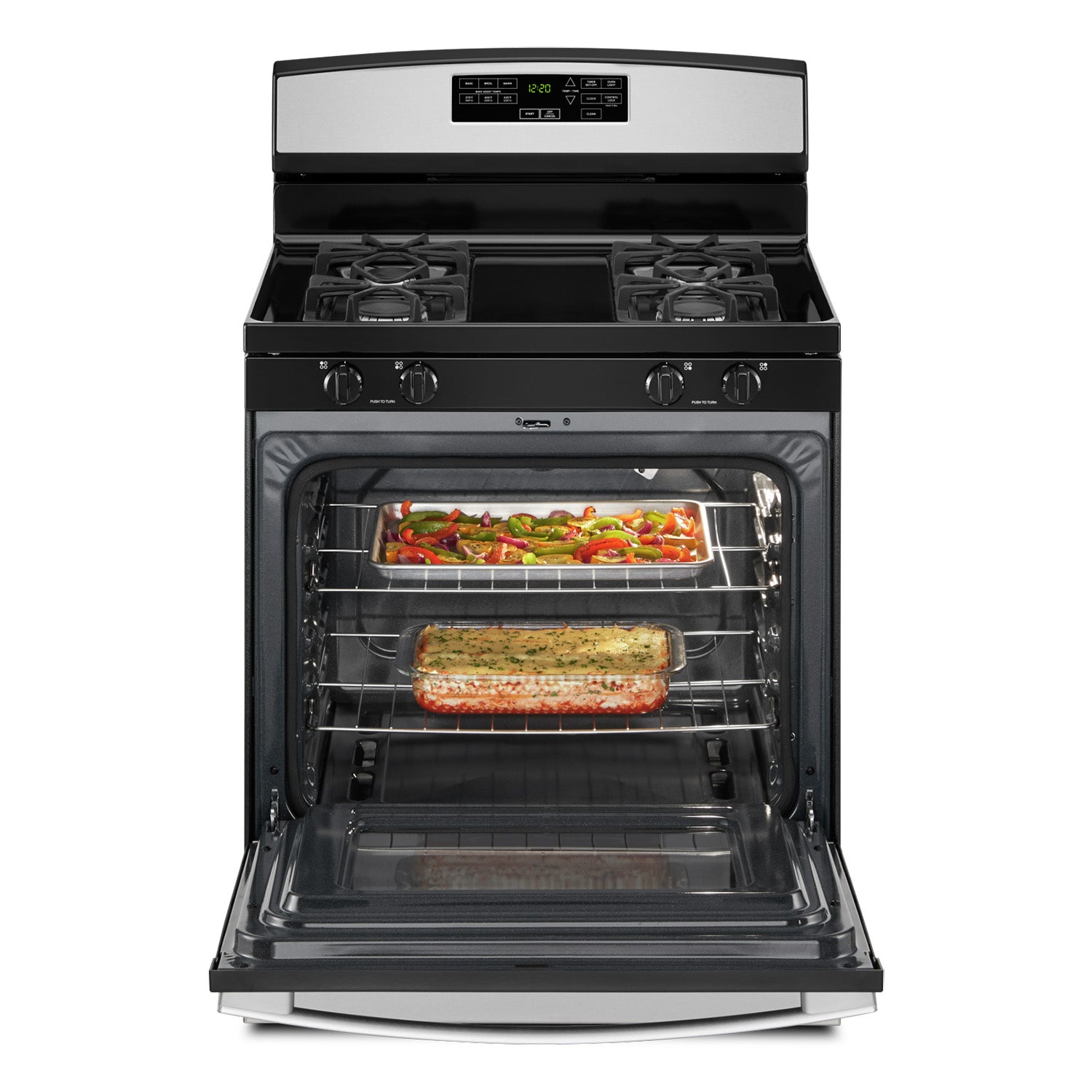 Amana 30-Inch Stainless Steel Gas Range - 5.0 Cu Ft Capacity, 5 Sealed Burners, Convection Oven - AGR6603SMS - Perfect for Home Kitchens & Professional Cooking
