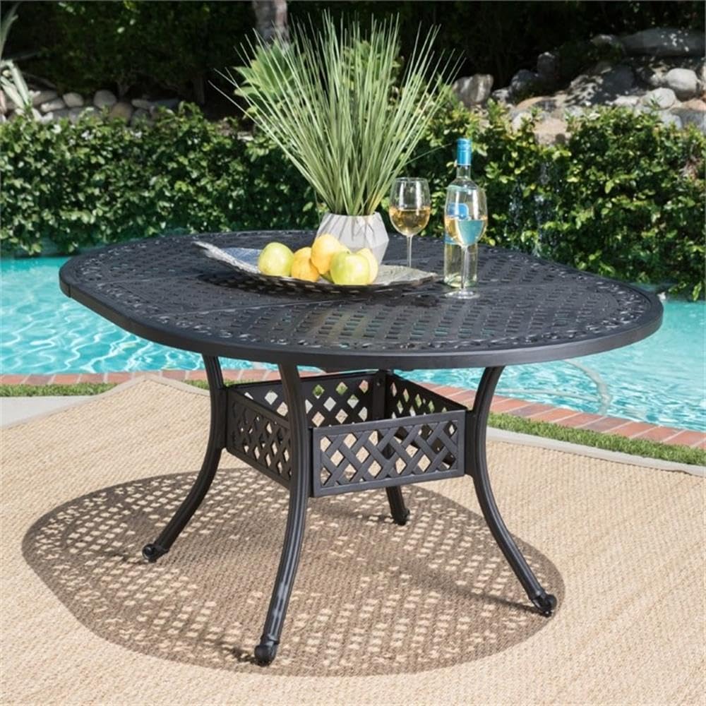 7-Piece Outdoor Patio Furniture Set - Aluminum Dining Table & Chairs with Coffee Table - Black Sand Finish - Perfect for Garden, Poolside, Backyard & Outdoor Entertaining