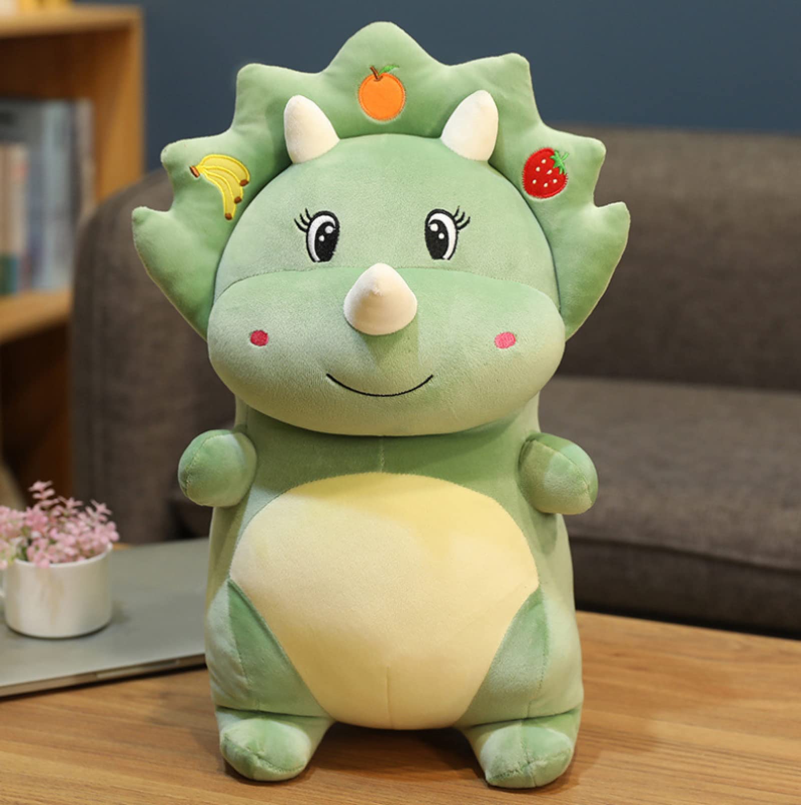 Green Triceratops Plush Toy - Soft & Cute Cartoon Dinosaur Stuffed Animal, 30cm Cuddly Plushie for Kids | Perfect Christmas & Birthday Gift for Children | Great for Playtime, Nursery Decor & Gift Giving