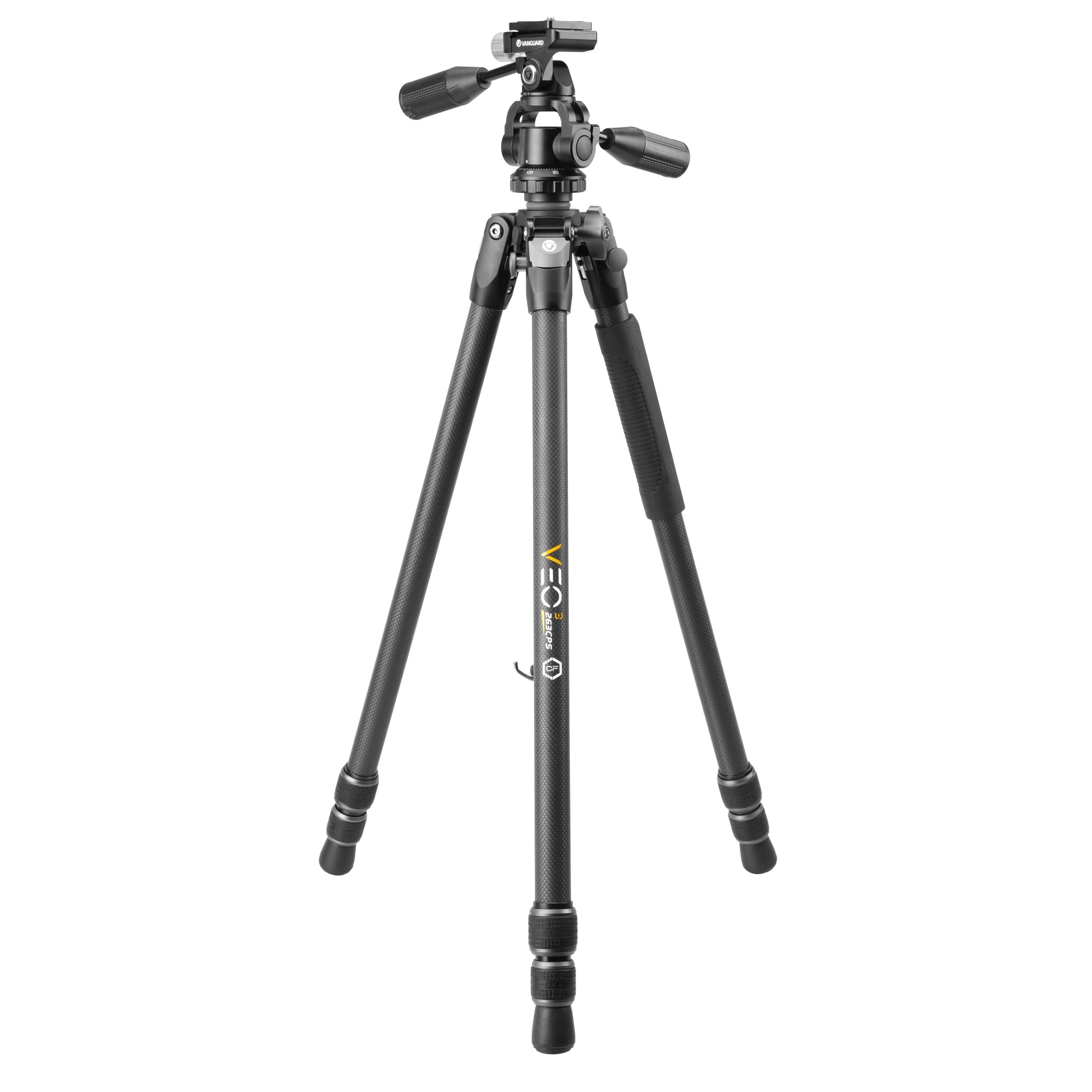 VEO 3 263CPS Carbon Fiber Tripod with Three-Way Pan Head - Lightweight & Stable Camera Tripod for Photography, Videography, and Travel