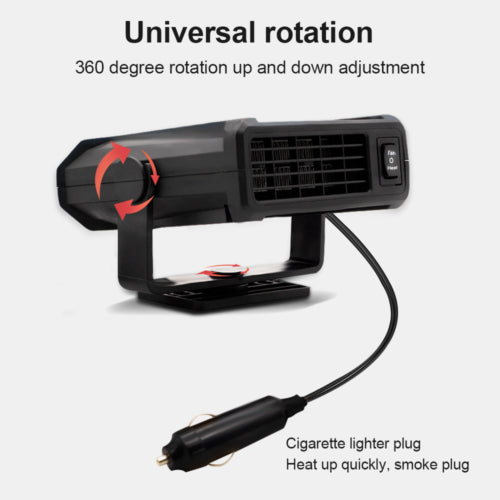 12V Portable Car Fan Heater - 300W Vehicle Heating & Windscreen Defroster/Demister - Perfect for Winter Driving & Quick Window Defrosting