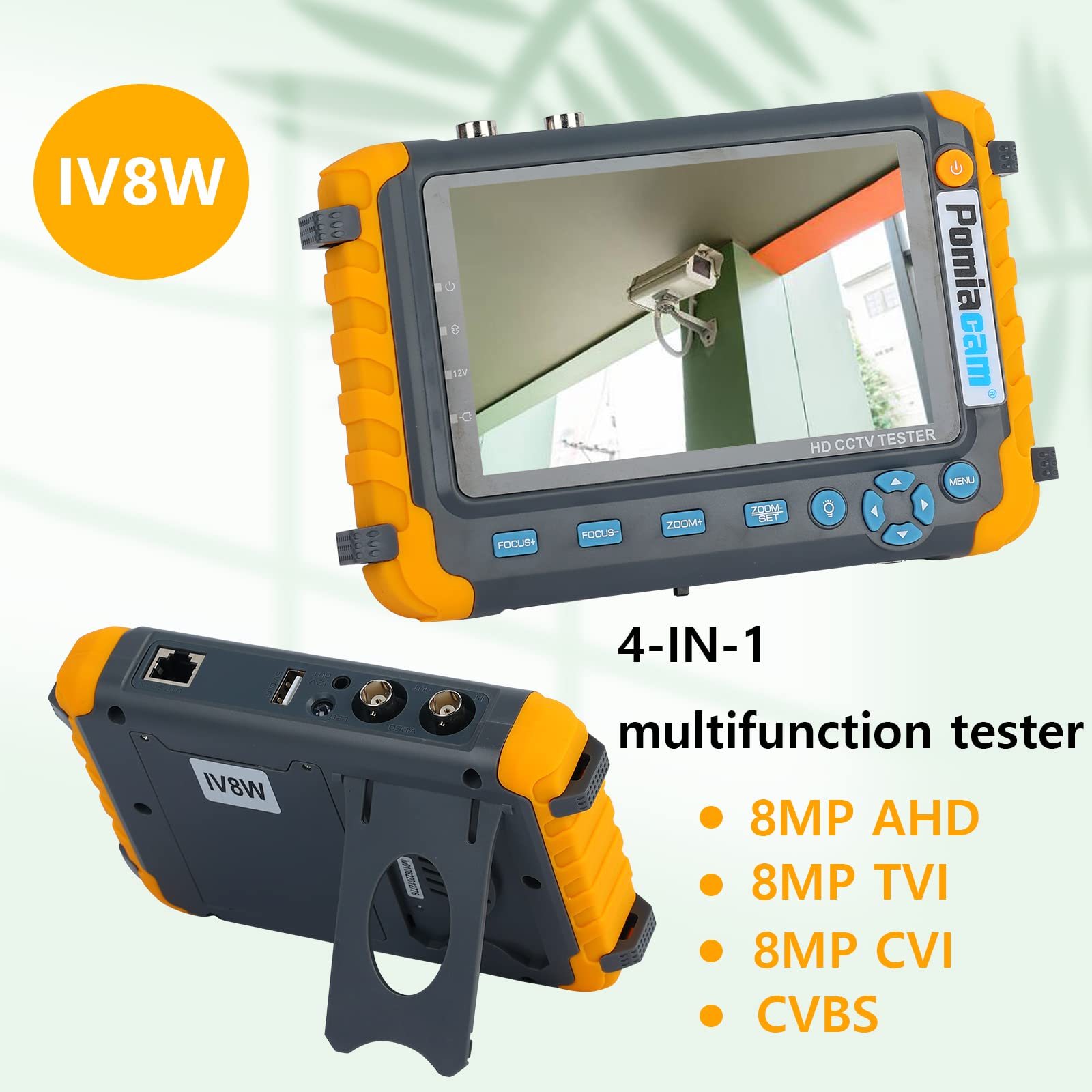 5 Inch 4-in-1 CCTV Monitor Tester - 1080P 5MP 8MP Analog Security Camera Tester for AHD/TVI/CVI/CVBS Coaxial Video, UTP/PTZ Cable Testing, HDMI/VGA Input & DC12V Output - Portable CCTV Diagnostic Tool for Security System Installation & Maintenance