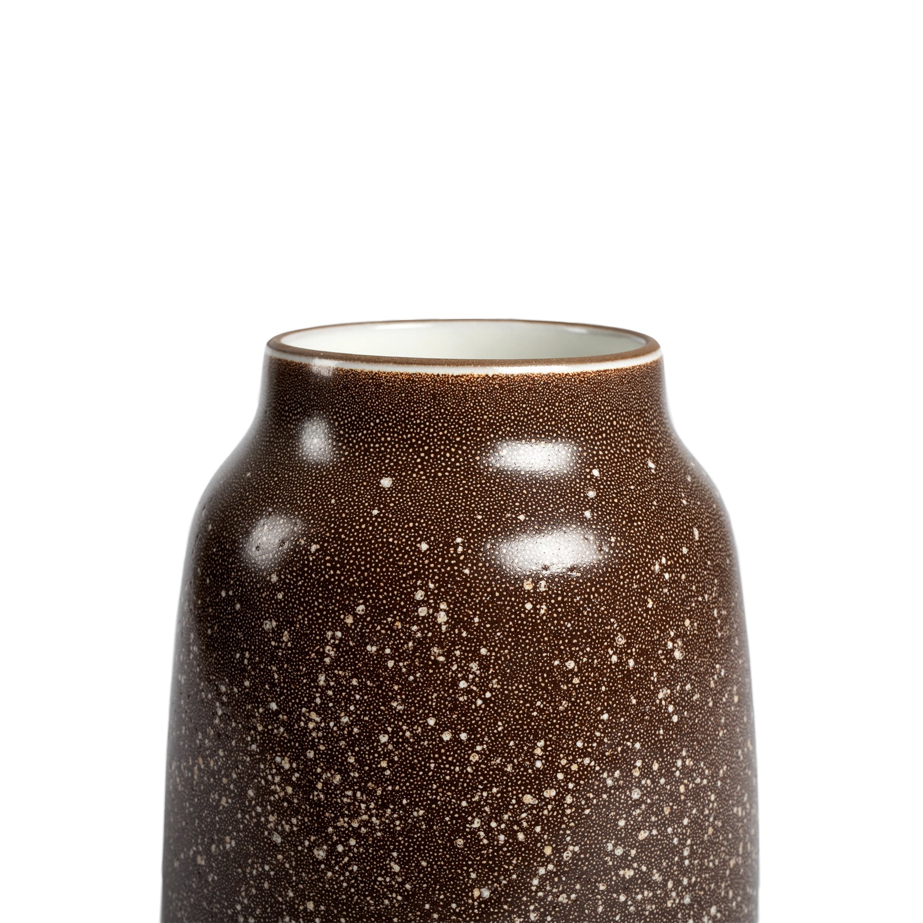 Matte Brown and Opaque White Wide Vase - Modern Ceramic Flower Vase for Home Decor, Wedding Centerpieces, and Office Table Decorations