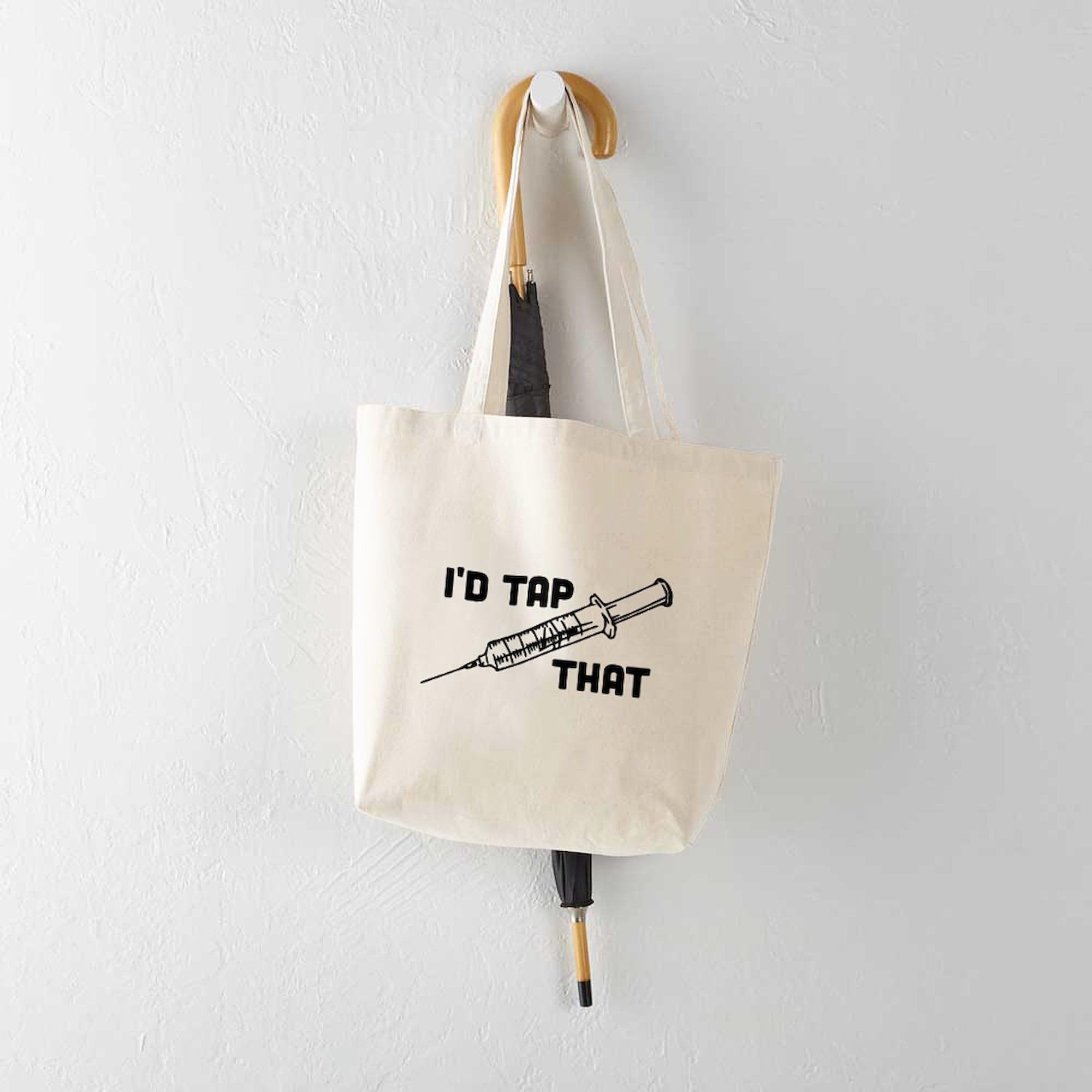 CafePress 'I'd Tap That' Natural Canvas Tote Bag - Eco-Friendly Reusable Grocery Shopping Bag for Women & Men - Perfect for Groceries, Beach, Work & Daily Use