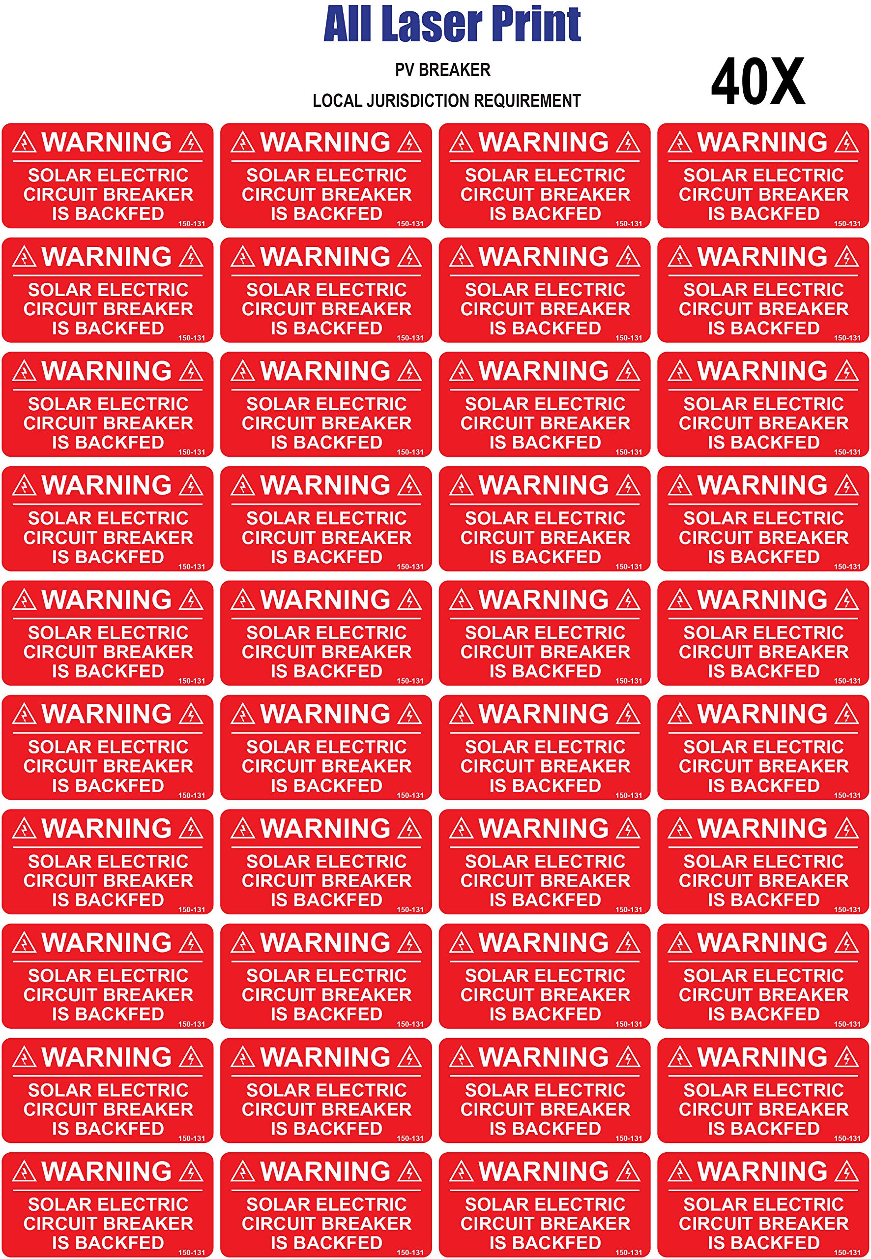 40X Solar Warning Labels - 2