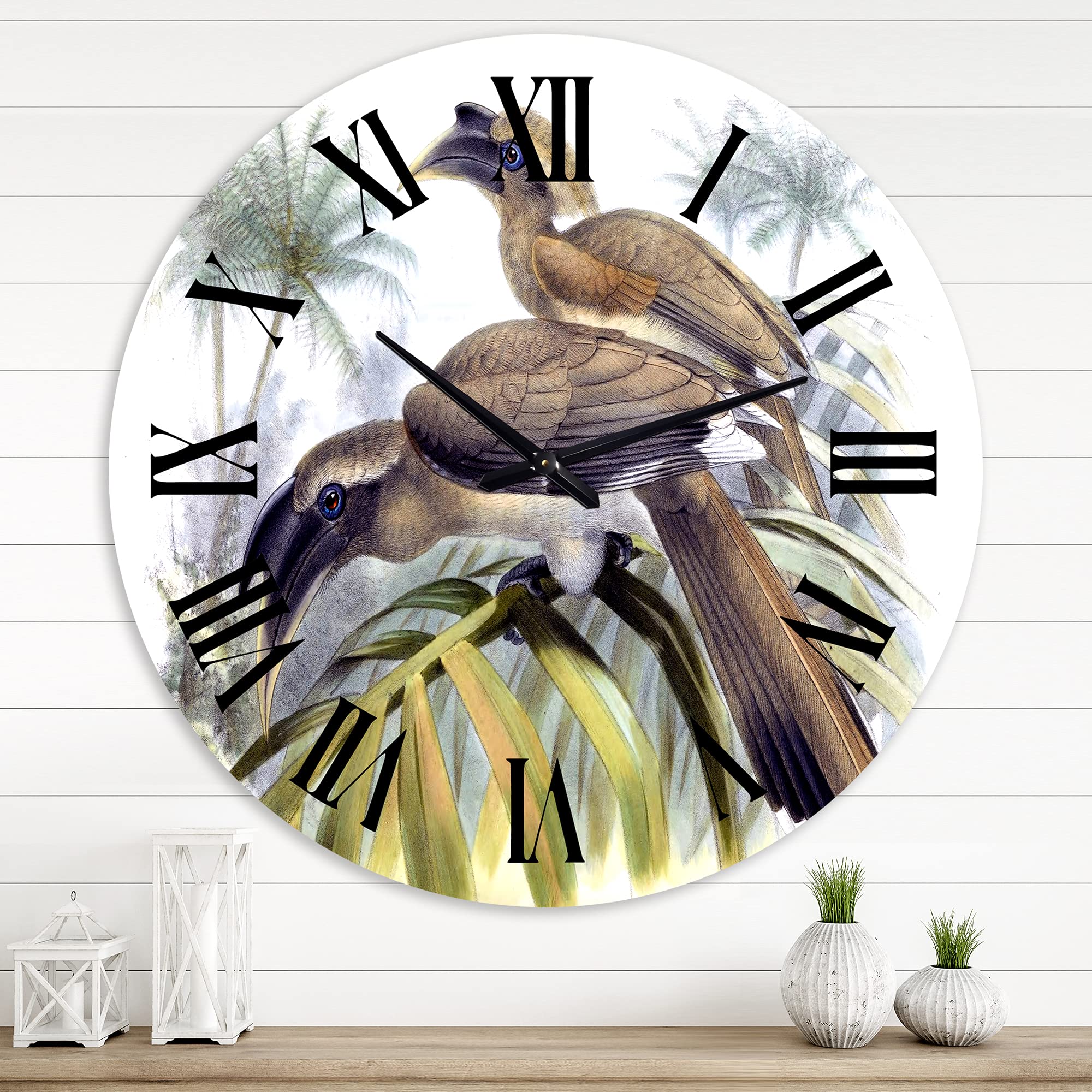 Vintage Australian Birds XIV Wall Clock - Large Traditional Design for Home & Office Decor | Perfect for Living Room, Bedroom, or Kitchen | Nature-Inspired Landscape Clock