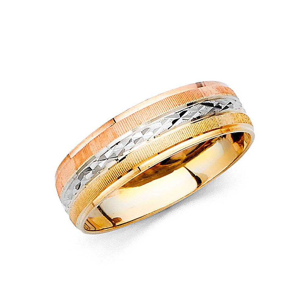 14K Gold Round Cubic Zirconia Ring for Men - Yellow, White & Rose Gold Anniversary Wedding Band | Durable & Hypoallergenic Jewelry for Grooms, Engagements & Special Occasions