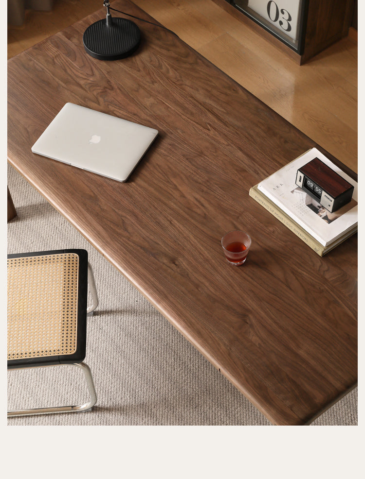 Premium Black Walnut Solid Wood Modern Large Office Desk - Executive Workstation for Home & Business Use, Durable Writing Table for Conference Rooms & Professional Spaces