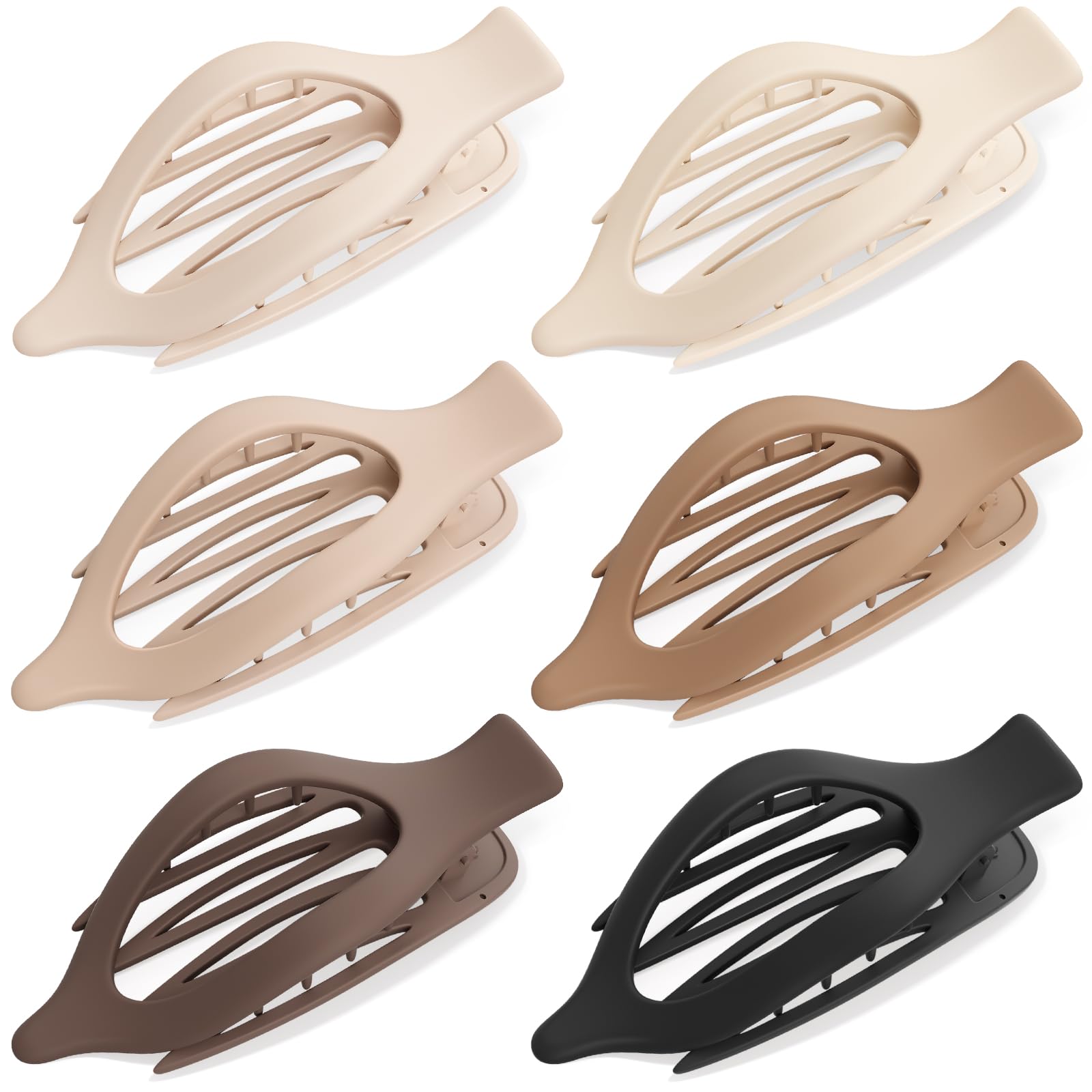 6 PCS Large Flat Hair Clips for Women & Girls - French Style Non-Slip Claw Clips for Thick & Thin Hair - Matte Strong Hold Hair Accessories (Brown) - Perfect for Work, School & Everyday Hairstyles
