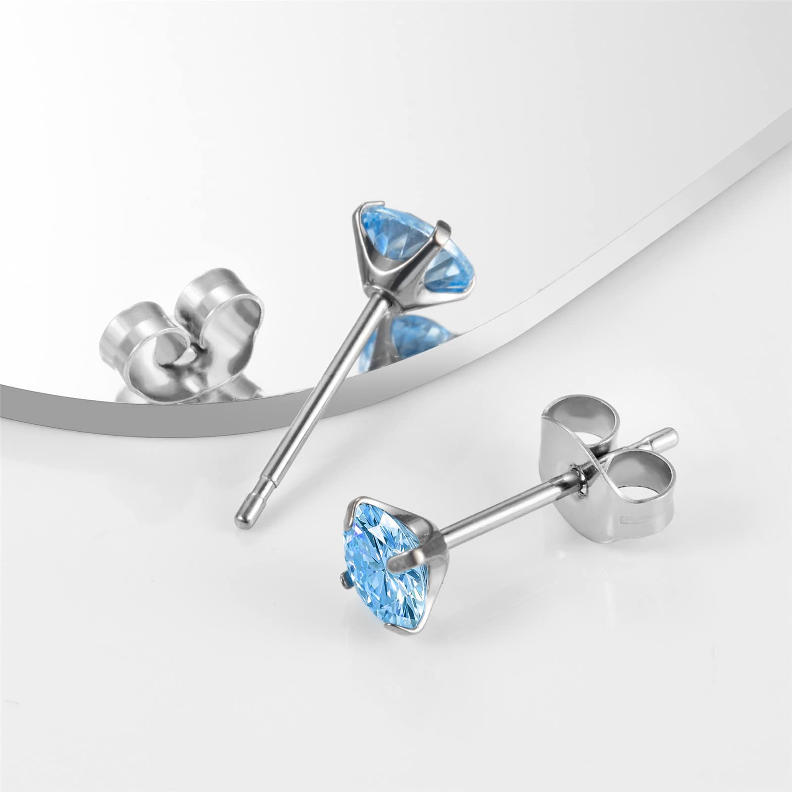 G23 Titanium Stud Earrings for Sensitive Ears | Hypoallergenic Cubic Zirconia Earrings | Medical Implant Grade Pure Titanium Posts | Perfect for Everyday Wear, Work & Special Occasions