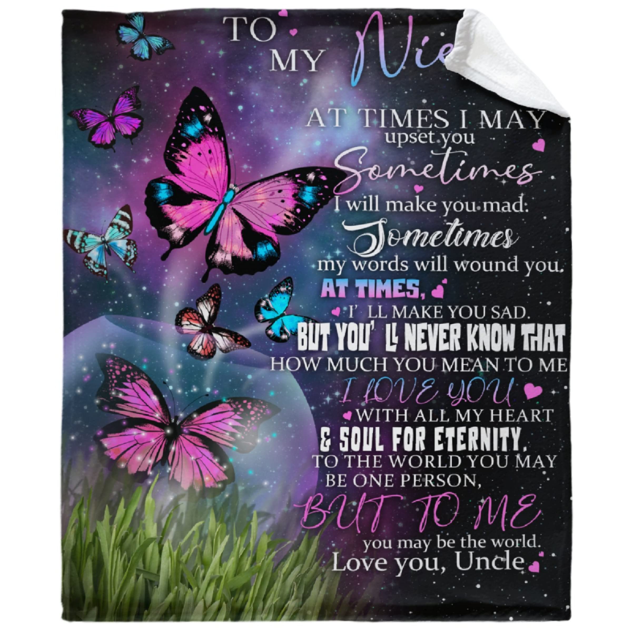 Ultra-Soft Pink Purple Butterfly Fleece Blanket - 50