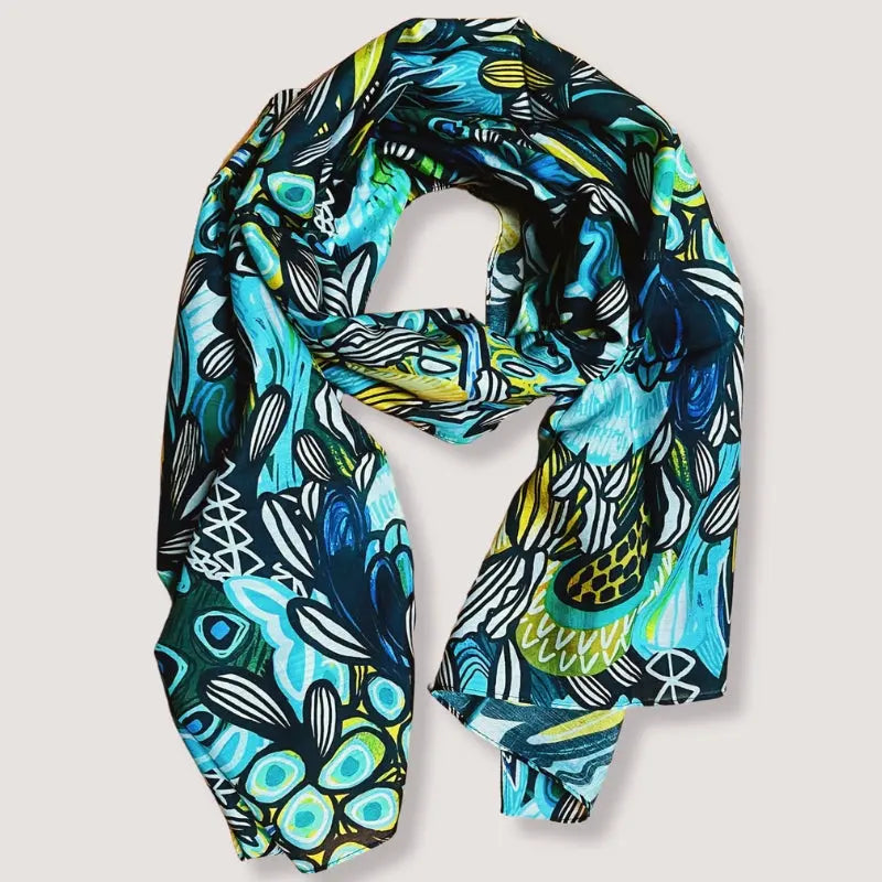 Protea Azure Silk Scarf - Luxury Women's Fashion Accessory for Elegant Outfits, Gifts & Special Occasions