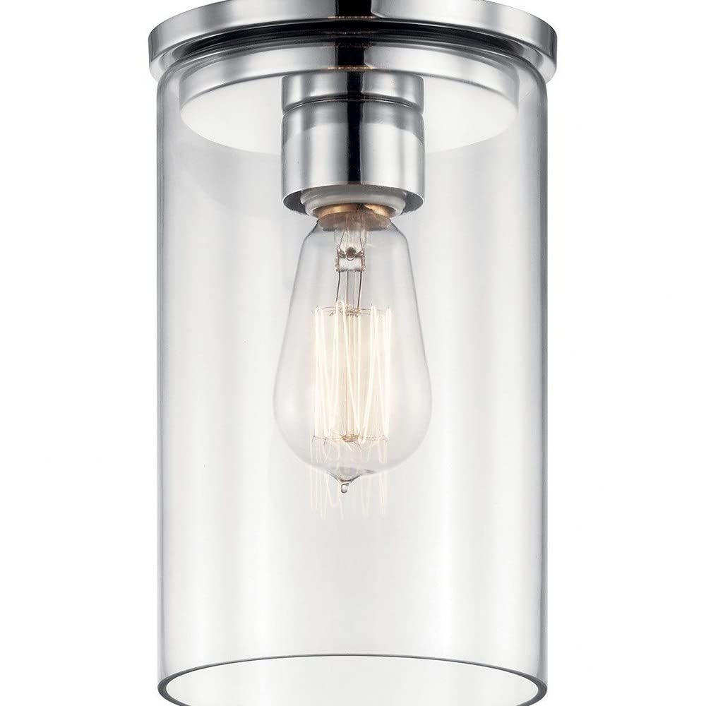 Modern Mini Pendant Light Fixture - Clear Glass Shade with Brushed Nickel Finish - Contemporary Minimalist Lighting for Kitchen Island, Dining Room or Bedroom