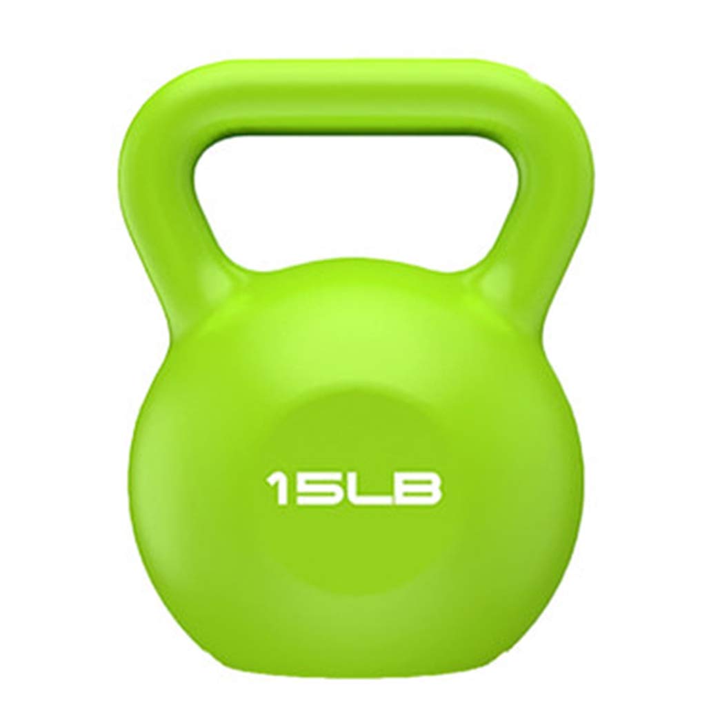 DPPAN 15lb Cast Iron Kettlebell - Wide Flat Base & Comfort Grip for Strength Training, Home Gym Equipment, CrossFit, HIIT Workouts | Perfect for Weightlifting, Functional Fitness & Full-Body Exercises (Green)