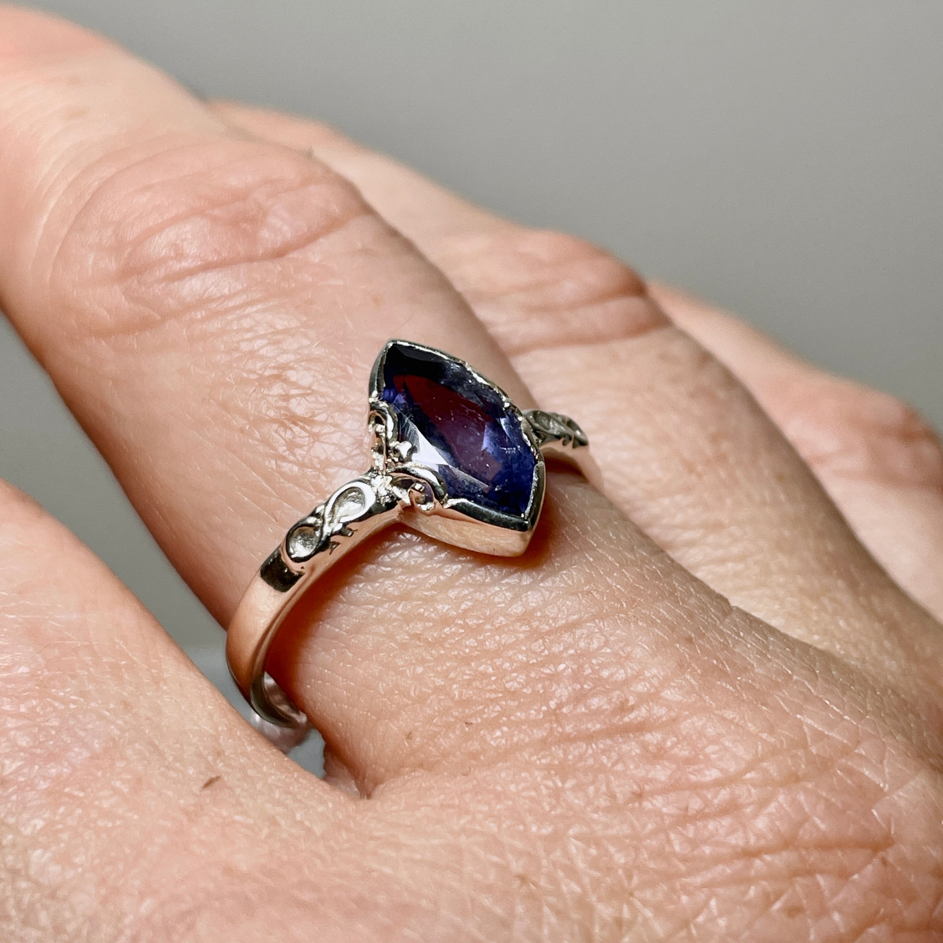 Iolite Faceted Marquise Ring in Decorative Sterling Silver Setting R3726 - Perfect for Engagement, Anniversary & Special Occasion Gifts