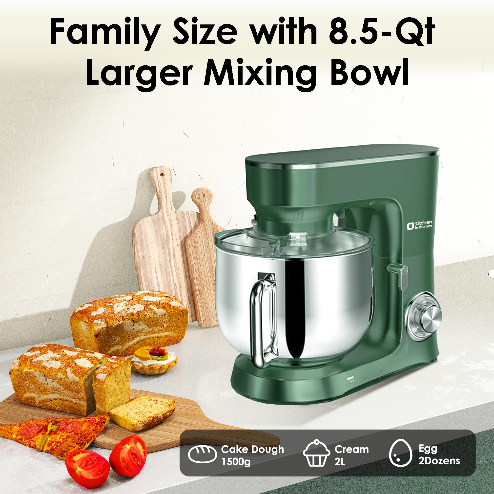 900W 8.5QT Stand Mixer with Dough Hook - Perfect for Baking & Cooking