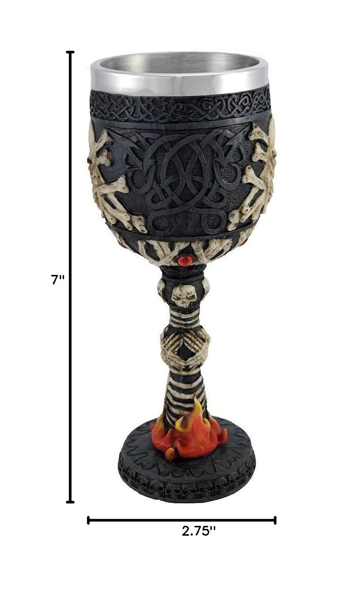 6oz Gothic Skeleton Chalice - Inferno Hell Fire Wine Goblet for Halloween Party Decor, Gothic Home Bar Accessories & Underworld Lover Gifts - Perfect for Themed Parties, Dark Decor & Wine Tasting Events
