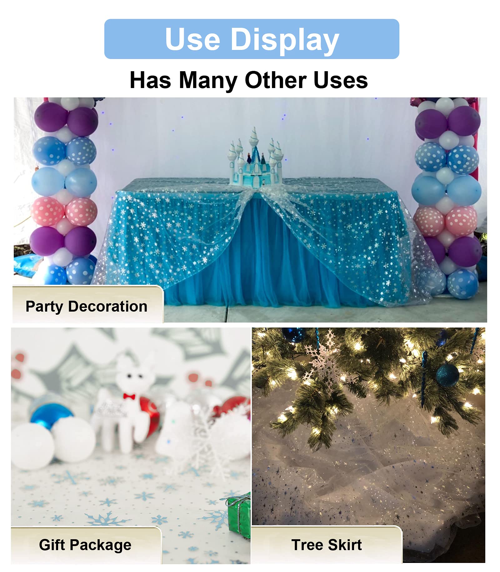 Snowflake Silver Foil Organza Sheer Fabric - 59