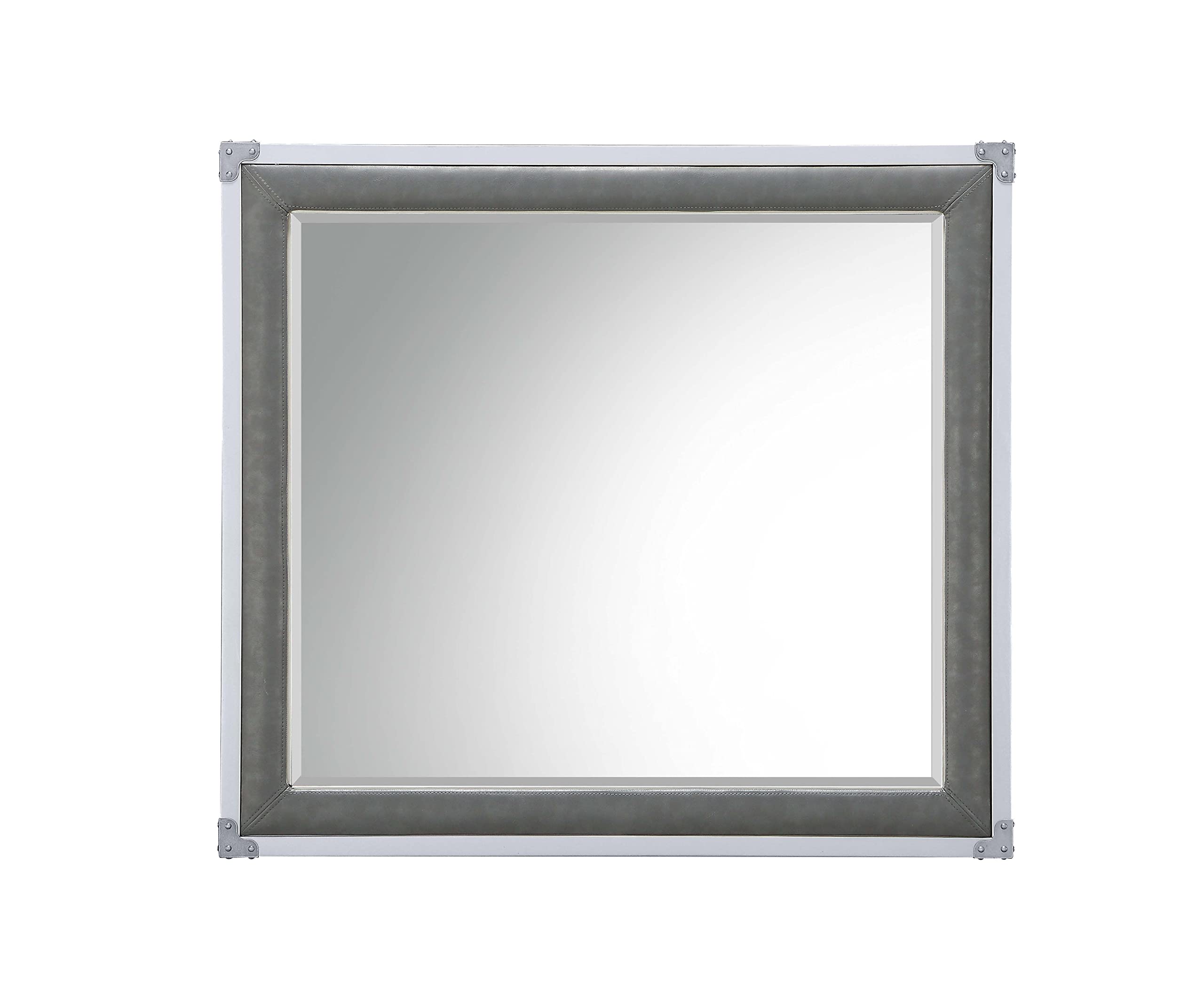 Modern Makeup Mirror with Wooden Frame & Padded Trim - Elegant Decorative Wall Mirror for Bathroom, Bedroom & Entryway - Perfect for Vanity, Dressing Area & Home Decor
