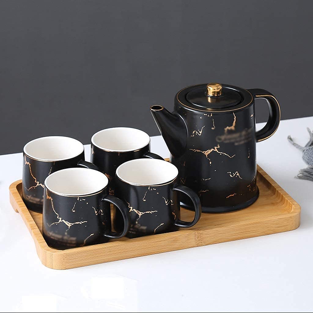 Nordic Ceramic Tea Set - Simple European Style Tea Cups and Saucers for Home & Living Room | Perfect for Afternoon Tea, Family Gatherings & Gifts