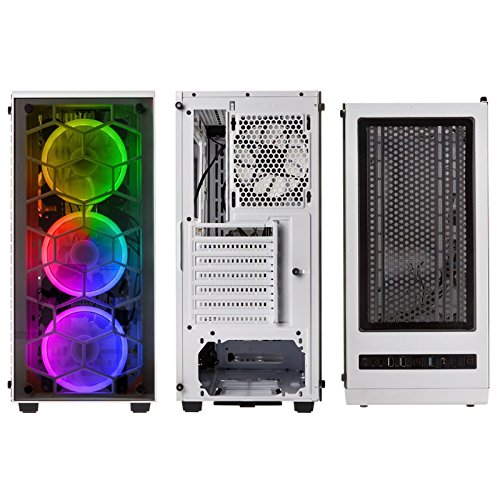 Kolink Observatory Midi Tower RGB Gaming PC Case - ATX/Micro-ATX Tempered Glass Window Computer Case - White LED Lighting for Gaming Setup & Home Office