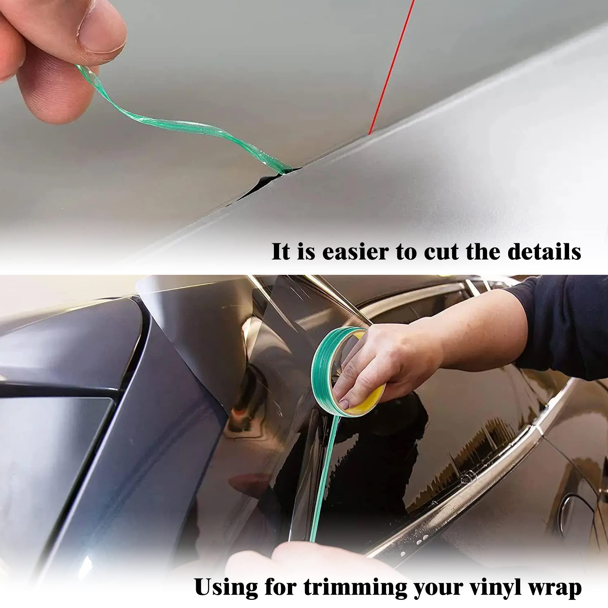 Zanch Knife-Less Tape for Vinyl Wrap Tool Kit - 16FT(5M) Vinyl Cutting Tape with Felt Squeegee & Micro Squeegee for Car & Motorcycle Wrapping - Perfect for DIY Auto Detailing, Vehicle Graphics & Vinyl Wrap Installation