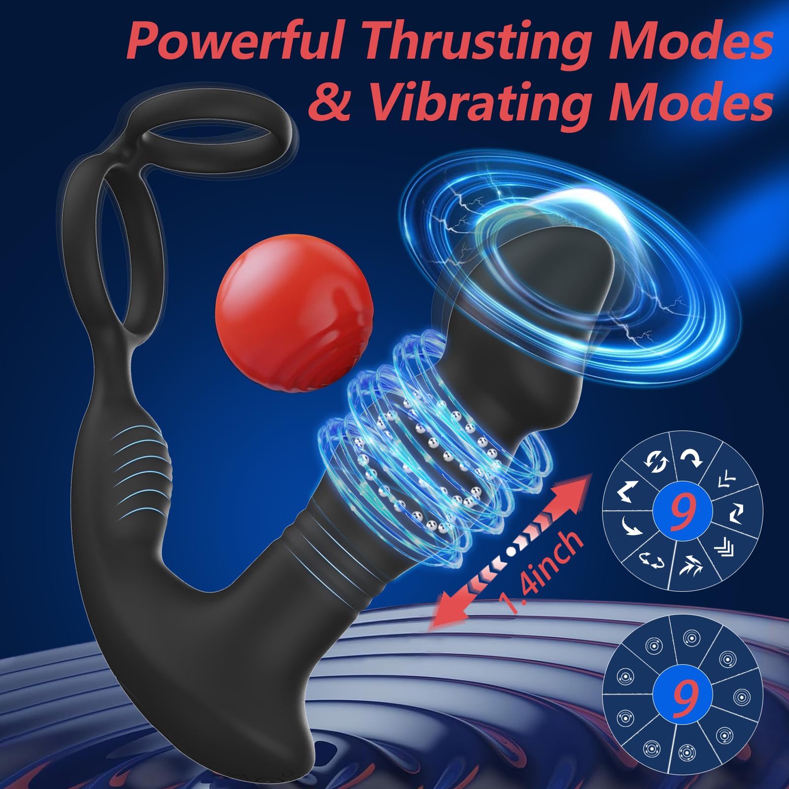 **Powerful Thrusting Prostate Massager & Vibrating Anal Plug - APP & Remote Control Male Sex Toy with Cock Ring, 9 Vibration Modes & Finger Snap Function - Perfect for Couples Play & Solo Pleasure**    *(Use Cases: Enhance intimacy with your partner, explore solo pleasure, or spice up your bedroom games with this versatile prostate massager.)*