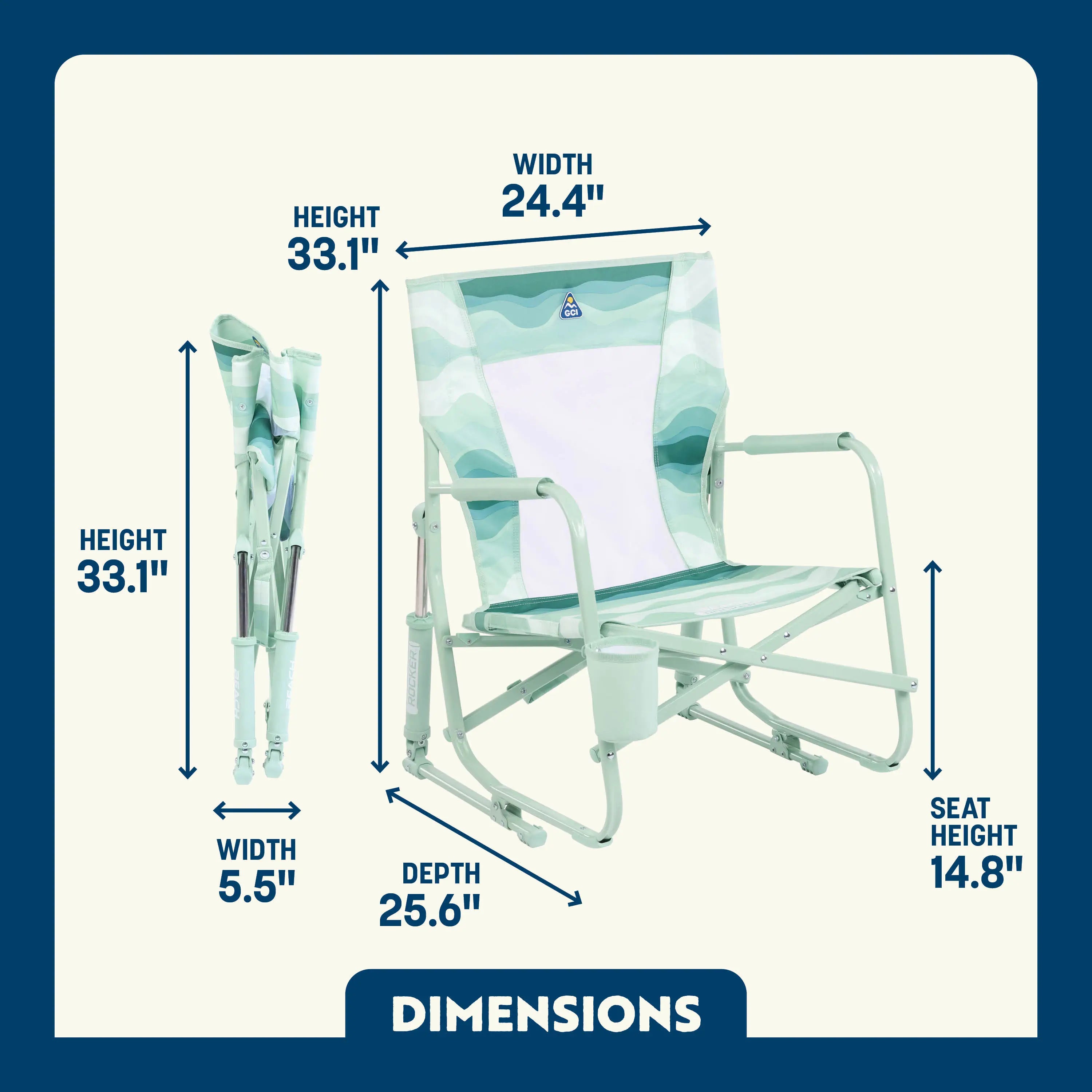 Premium Folding Beach Rocker Chair - Portable & Lightweight for Outdoor Relaxation at Beach, Pool, Camping, and Backyard