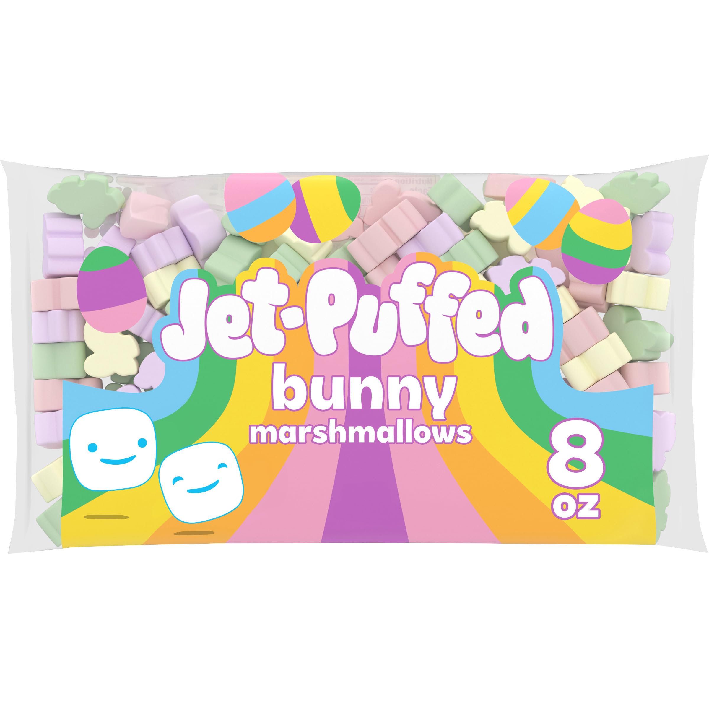 Jet-Puffed Bunny Shaped Marshmallows 8oz - Soft & Fluffy Easter Treats for Hot Cocoa, Baking & Kids Snacks